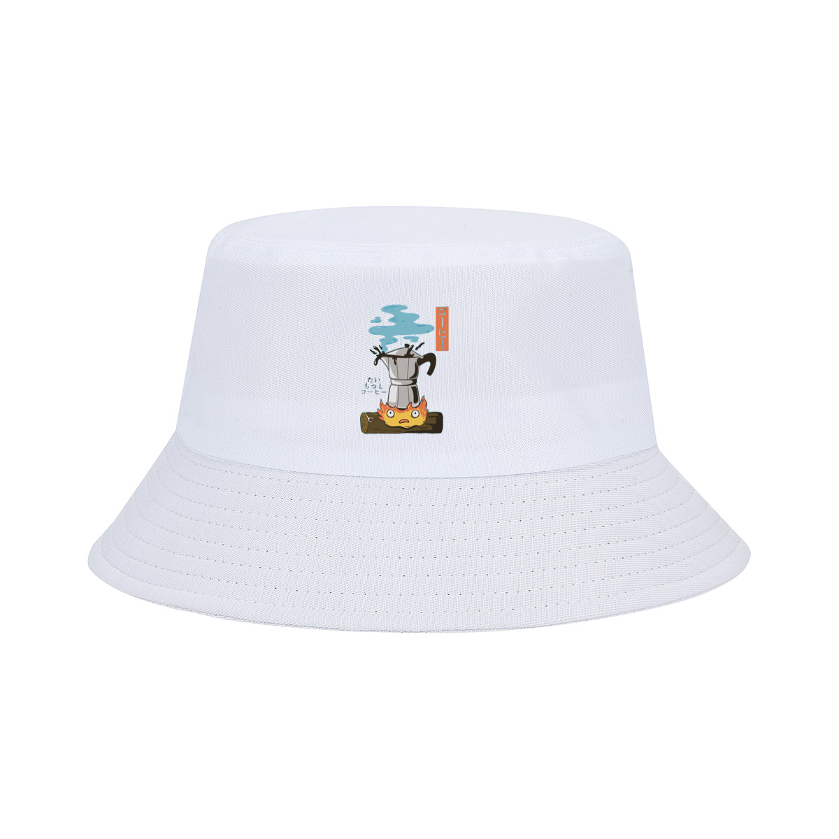 Coffee Pot and Flame Character - Fisherman's Hat