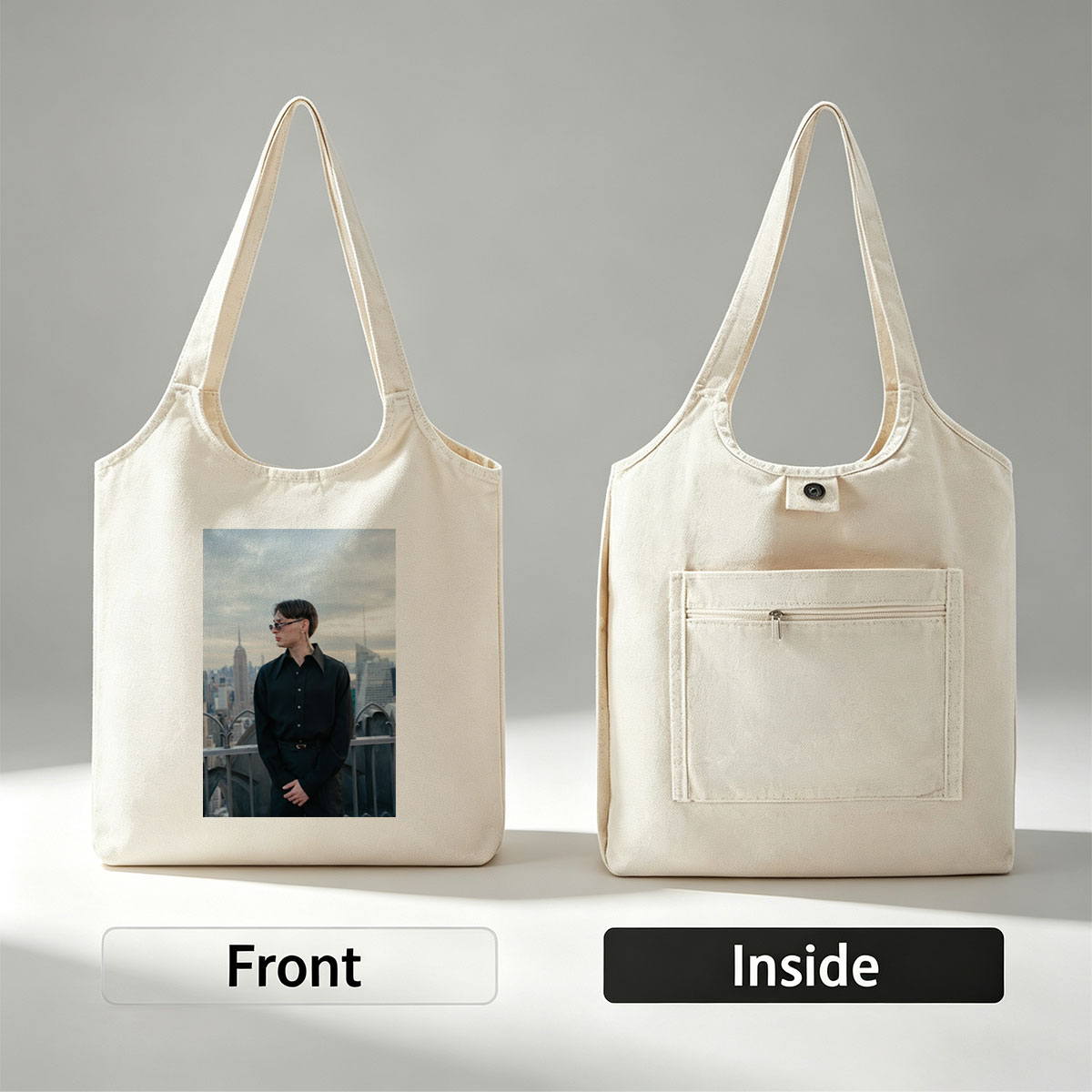 Karl Lagerfeld in New York City Skyline Fashion Portrait - Canvas shoulder bags/