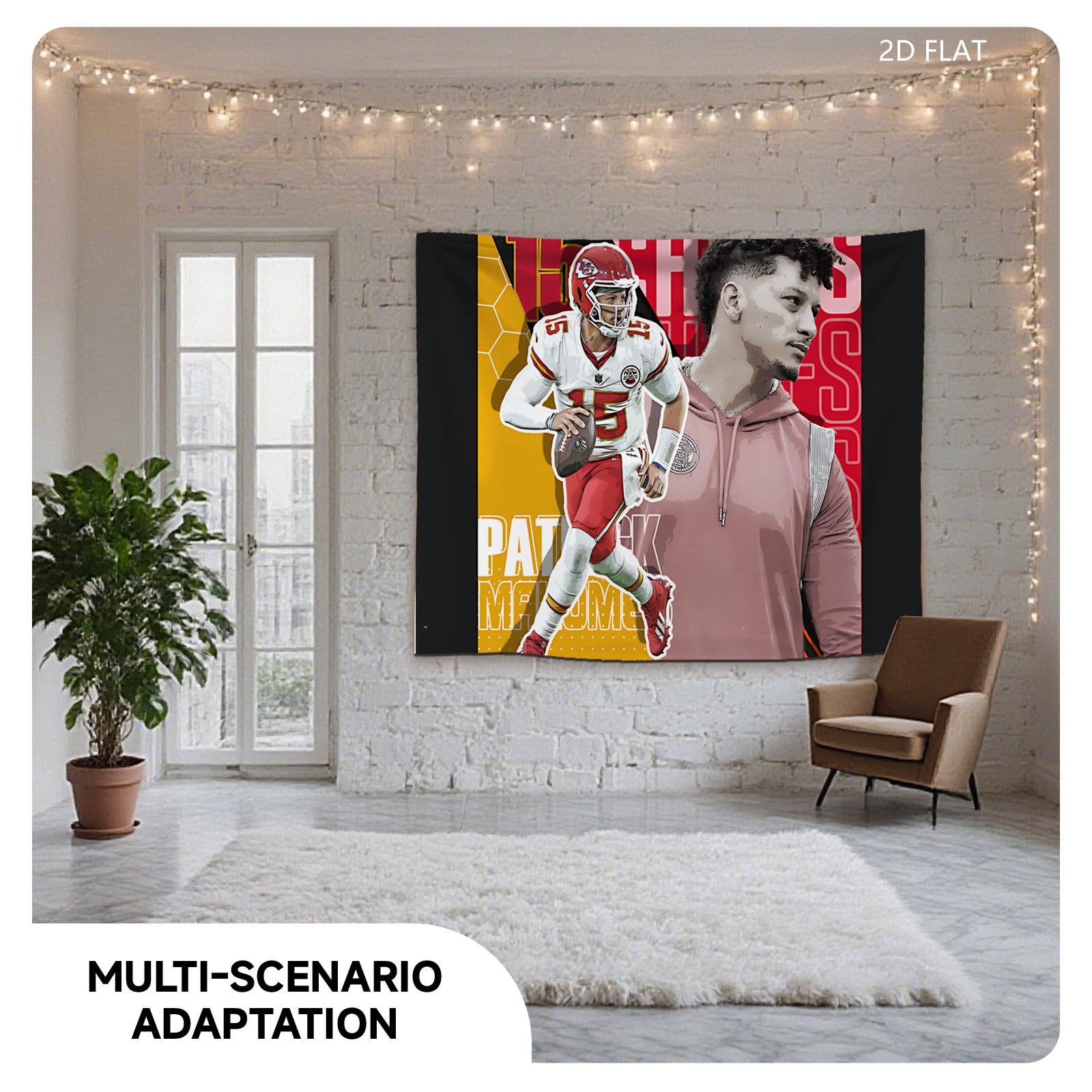 Patrick Mahomes: Kansas City Chiefs QB in Action and Casual Portrait - Tapestry
