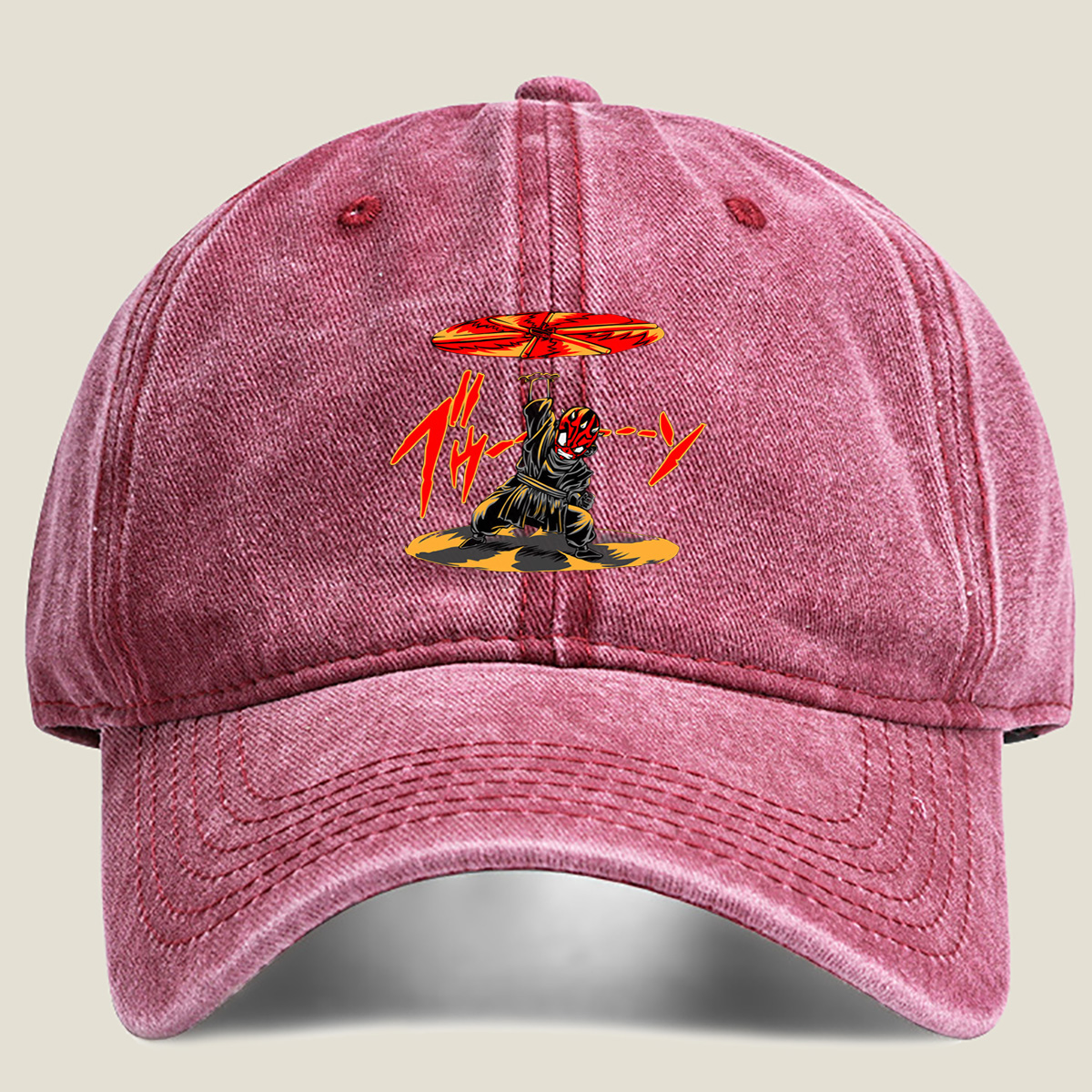 Darth Maul with Double-Bladed Lightsaber - Washed Denim - Baseball Cap