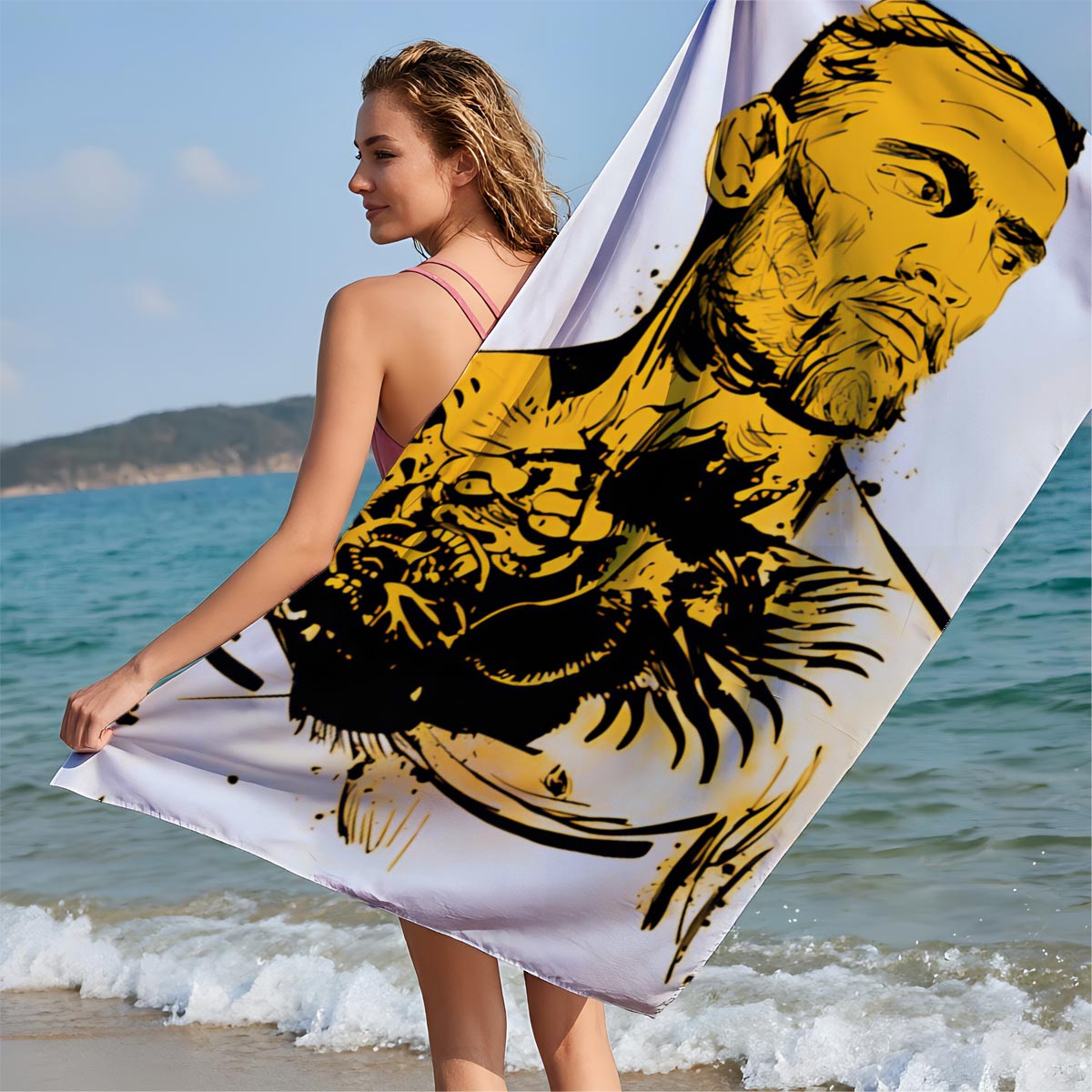 Conor McGregor: MMA Fighter Portrait with Dragon Tattoo - Beach towels