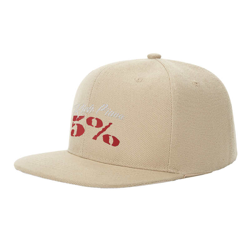 Flat Brim Baseball Cap Rich Piana 5% Logo Print Streetwear Underground Skate Style for Basketball Court Skate Park Urban Athletes and Rap Artists