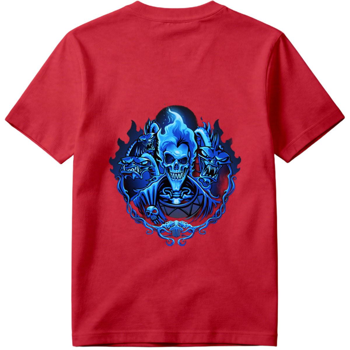 Blue Flame Skull with Demonic Creatures - Tee