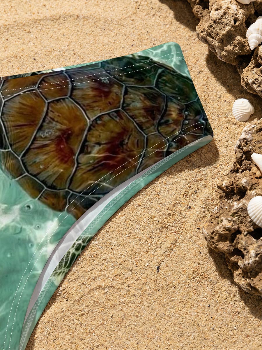 Sea Turtle Swimming in Clear Turquoise Water -  Men's swim trunks