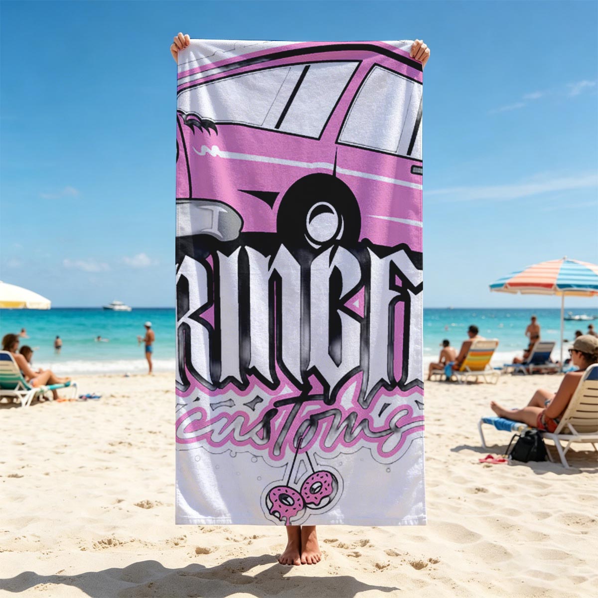 Springfield Customs Pink Car Logo - Beach towels