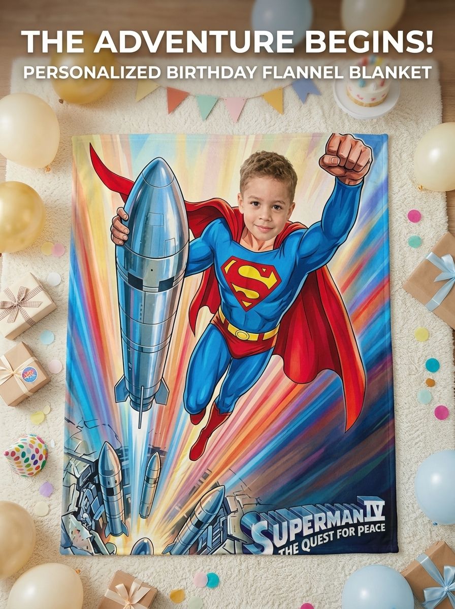 Custom Face Superhero Fleece Blanket Personalized Flannel Throw for Kids and Adults Soft Warm Bedding Gift
