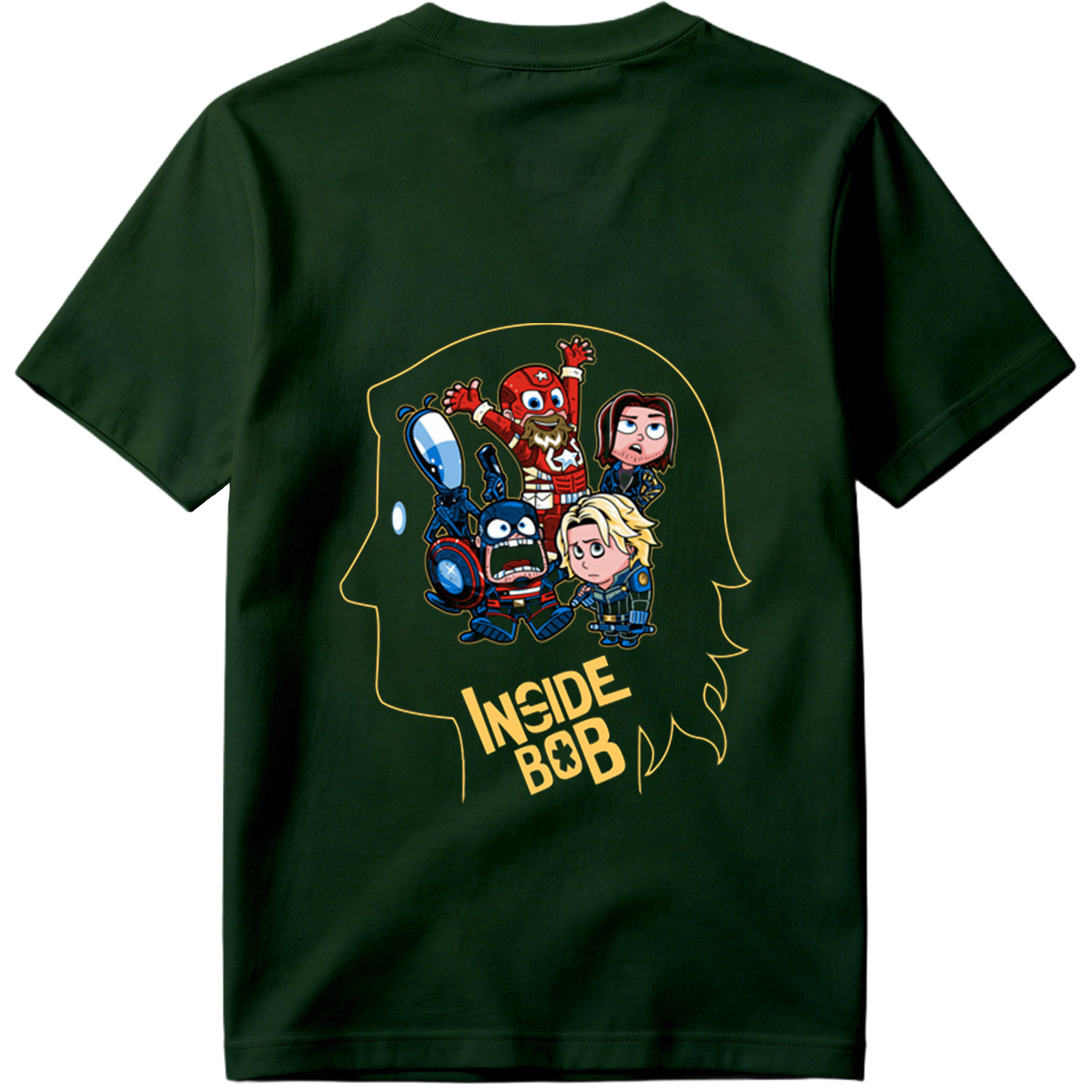 Inside Bob: Captain America, Black Widow, and Thor in Chibi Style - Tee