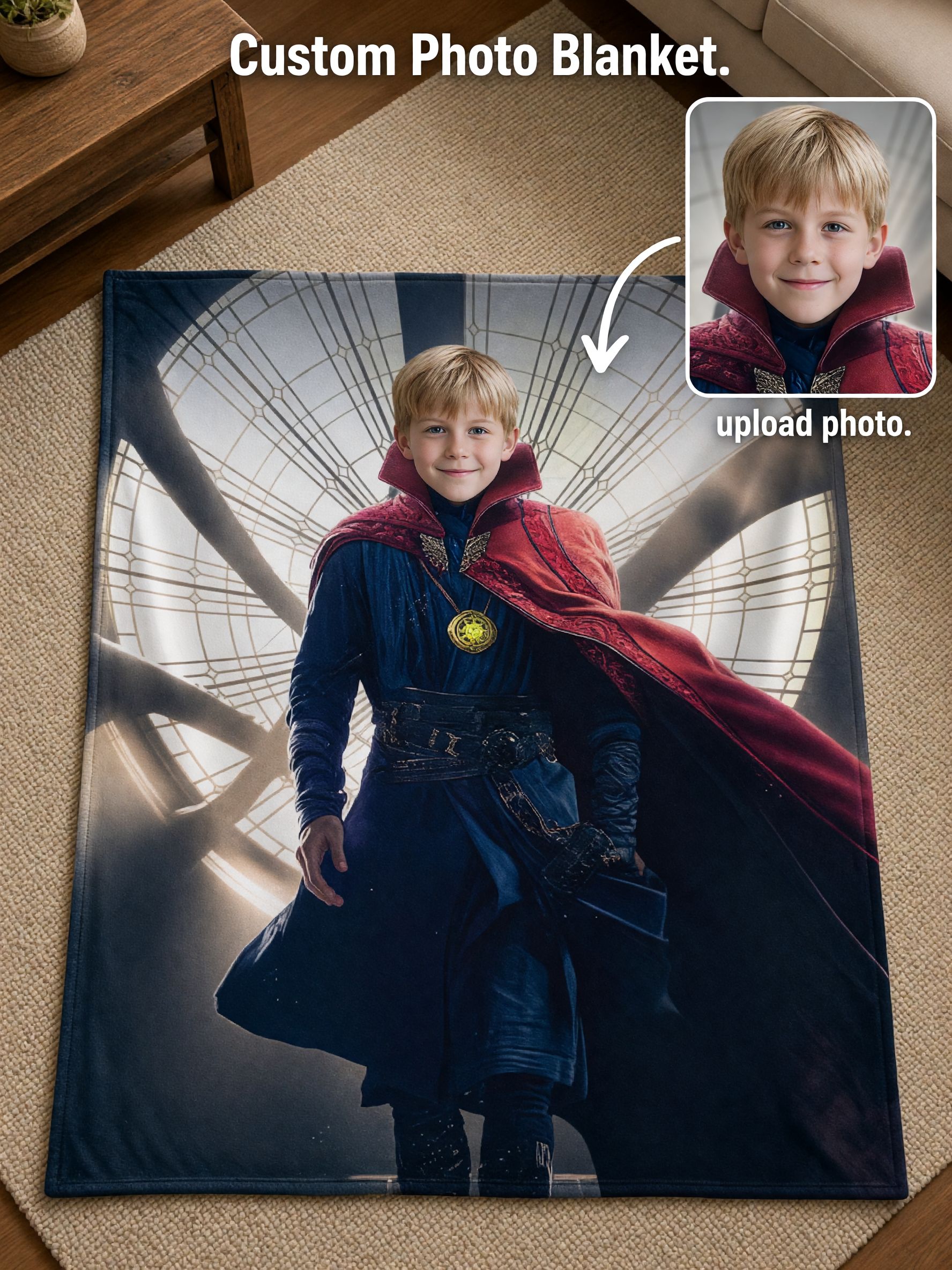 Personalized Custom Face Superhero Throw Blanket Ultra Soft Cozy Flannel Fleece Cover Ideal Family Gift