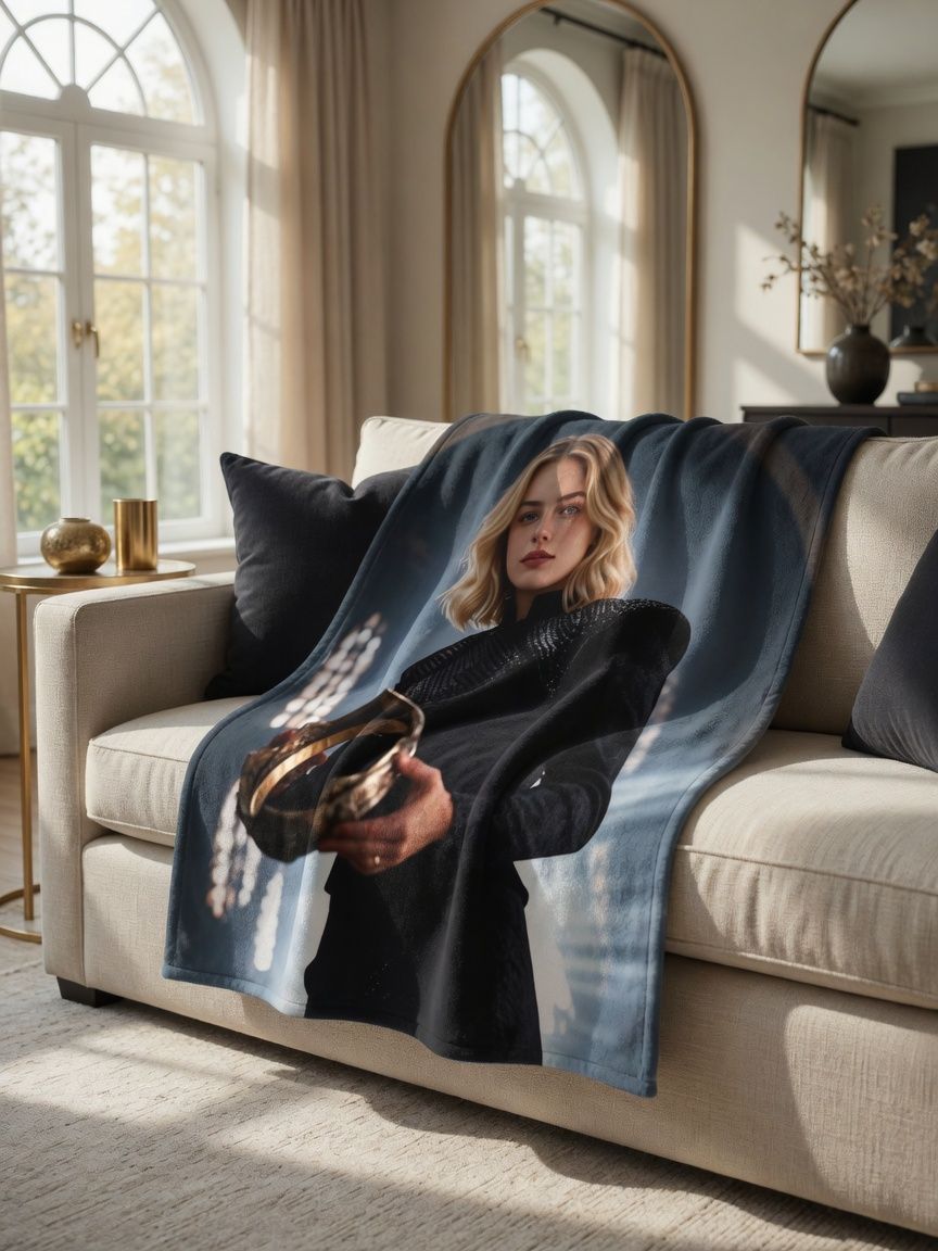 Personalized Face Photo Blanket Ultra Soft Plush Flannel Throw Cover, Ideal Custom Keepsake Gift for Bed and Couch
