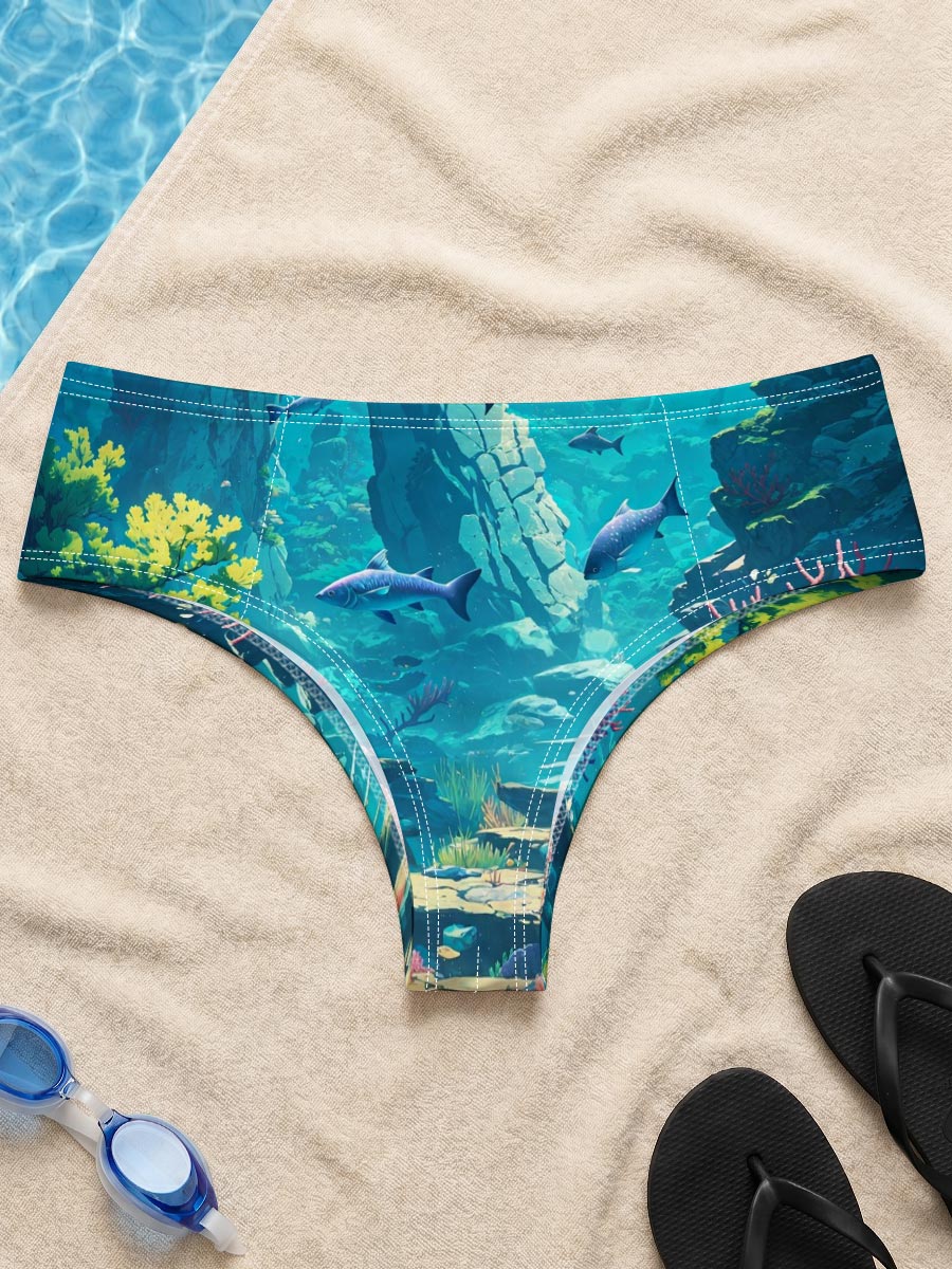 Underwater Paradise with Colorful Coral and Swimming Fish -  Men's swim trunks
