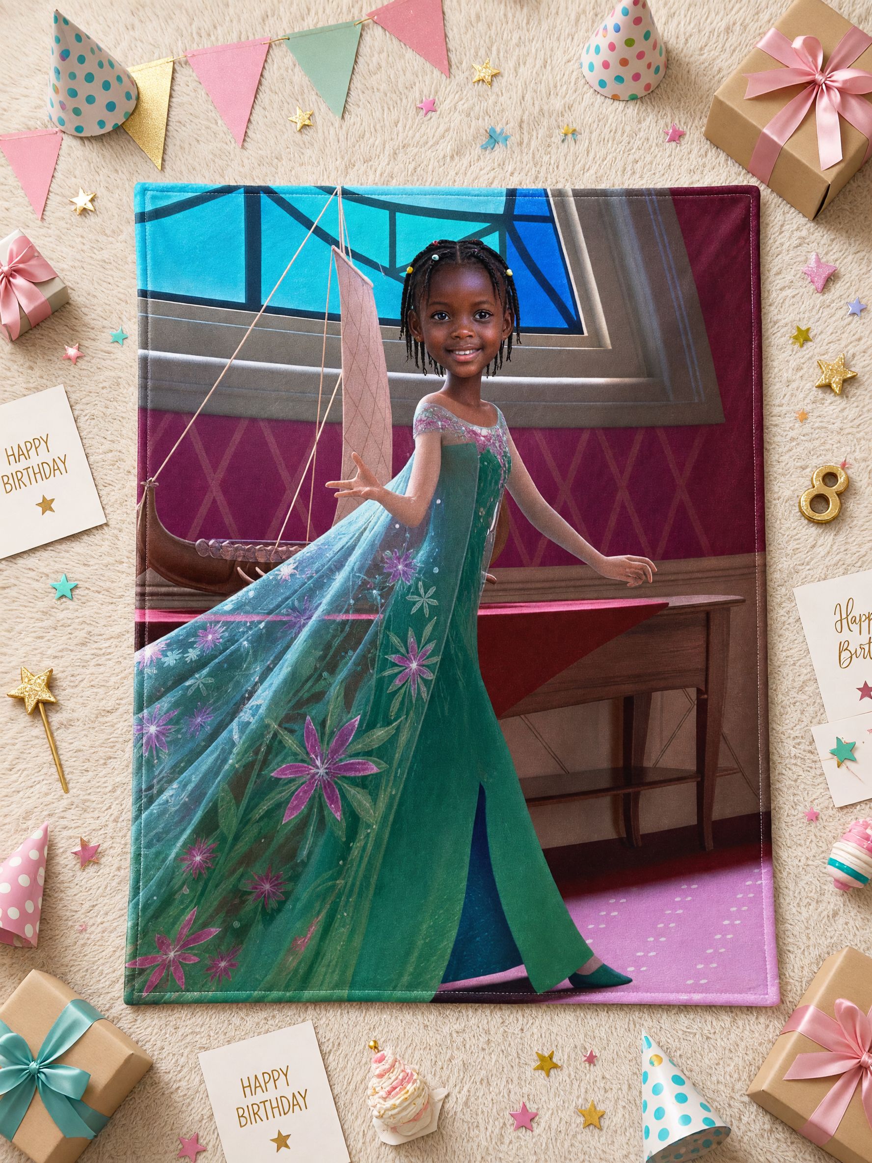 Custom Photo Face Blanket Personalized Fairytale Princess Dress Soft Warm Flannel Fleece Throw Ideal Keepsake Gift