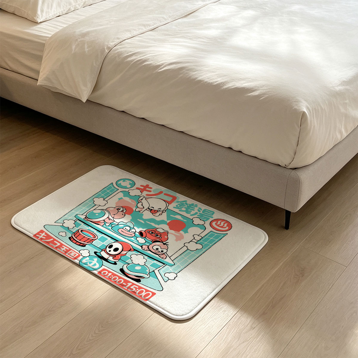 Toad Spa: Mario Characters Relax in Hot Spring, 1:00-15:00 - Flannel floor mat