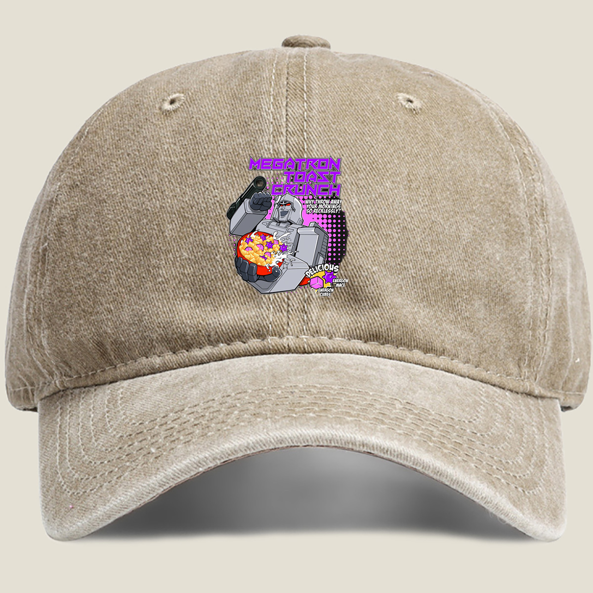Megatron Toast Crunch - Transformers Cereal Parody - Washed Denim - Baseball Cap