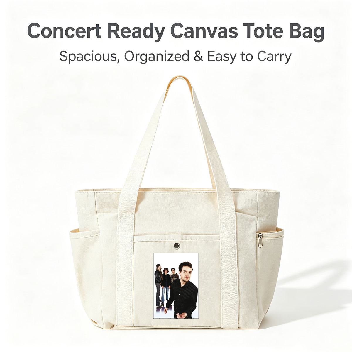 Coldplay Band Members in Studio Portrait with Lead Singer in Foreground - Multi-pocket bags