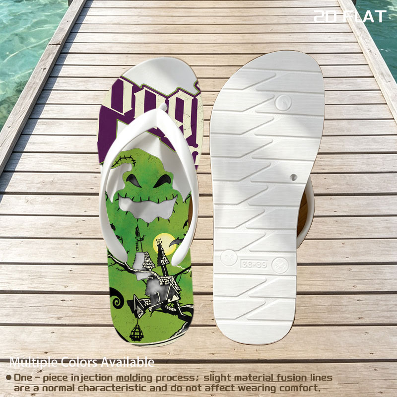 Boogie: Green Monster with Spooky Castle and Bats -  flip-flops