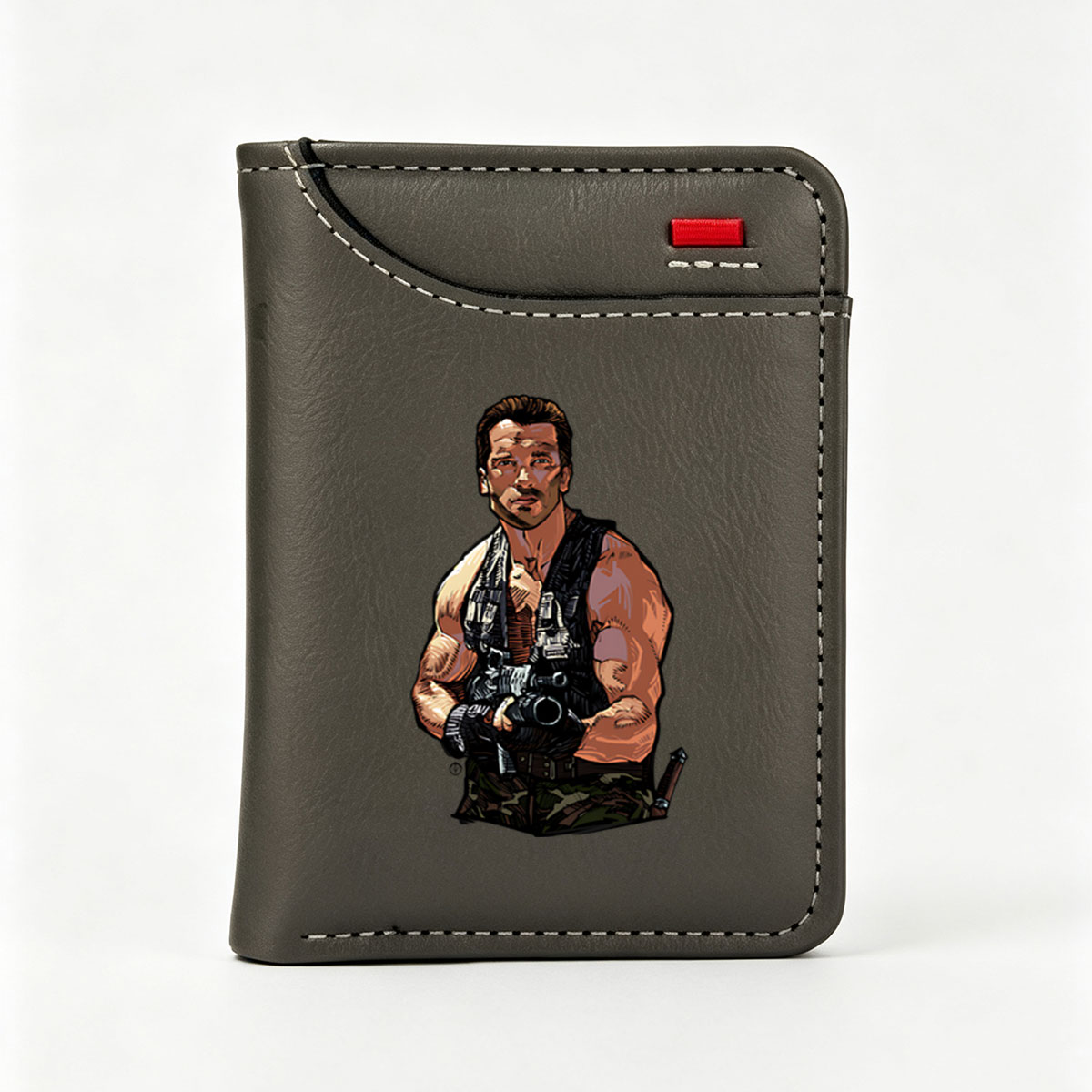 Arnold Schwarzenegger as the Terminator, iconic sci-fi action hero in combat gear - Vertical Style Wallet