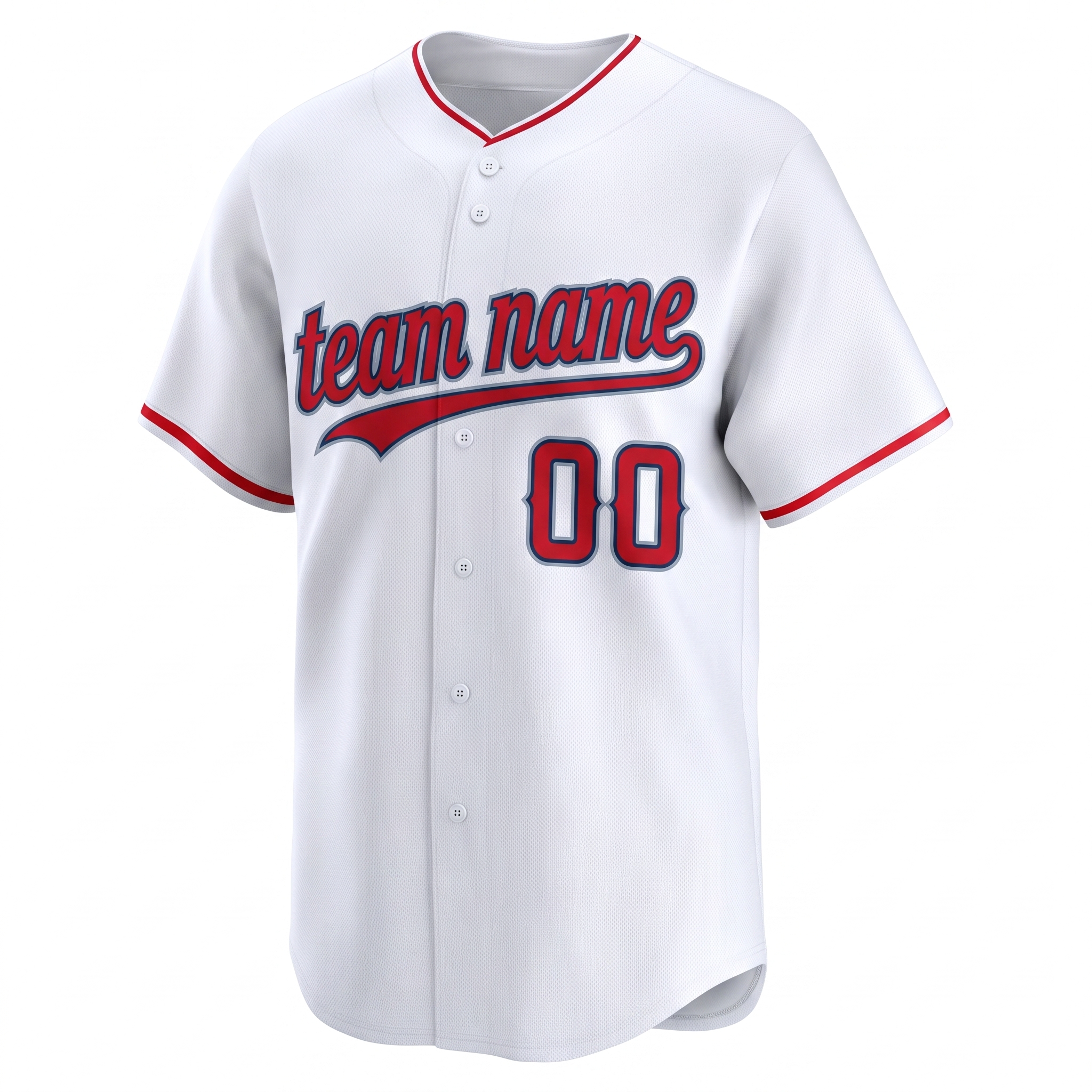 Custom Printed Anaheim Halo Style Baseball Jersey White Red Trim Button Down Shirt for Men and Women