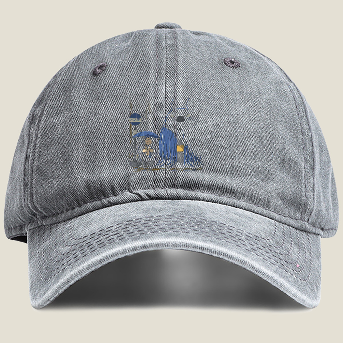 Batman and Alfred at the Bus Stop - Washed Denim - Baseball Cap