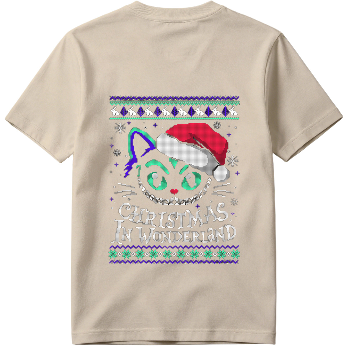 Christmas in Wonderland: Cheshire Cat Ugly Sweater Design - Tee