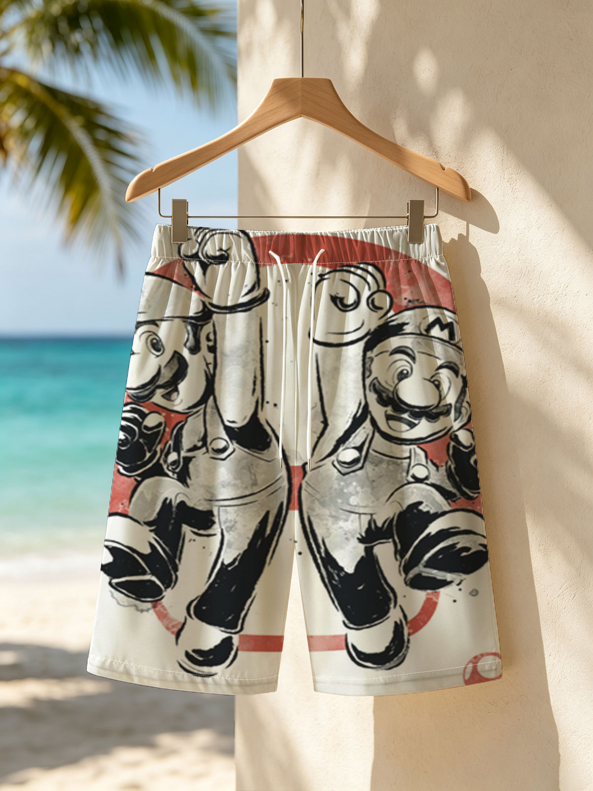 Mario and Luigi: Iconic Brothers in Action -  Beach shorts