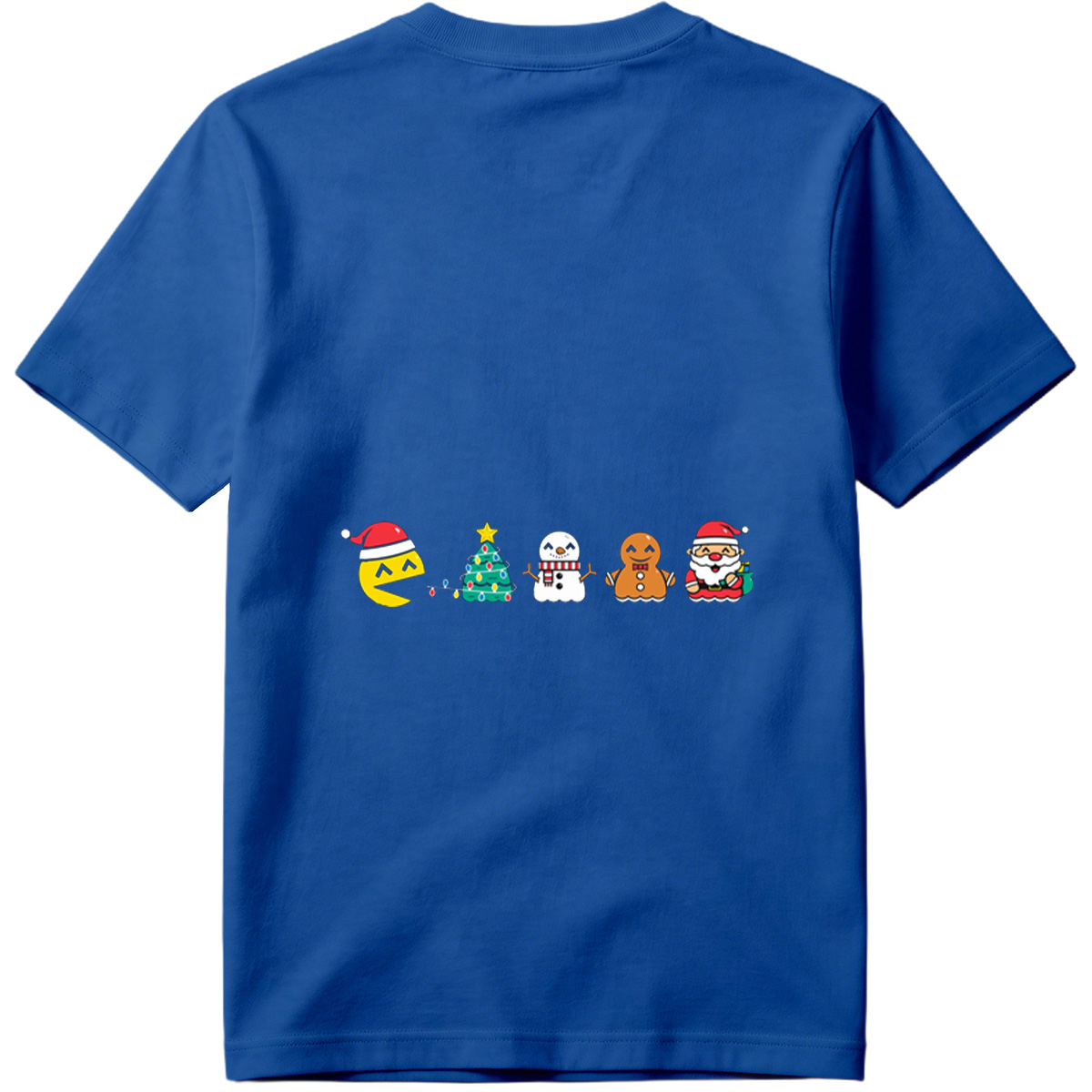 Pac-Man Christmas Characters: Pac-Man, Christmas Tree, Snowman, Gingerbread Man, Santa Claus - Tee