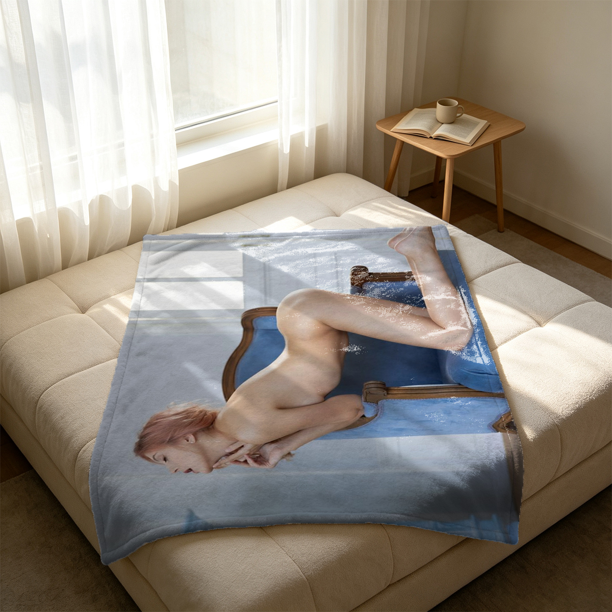 Two Women Kissing Passionately Outdoors - Blanket