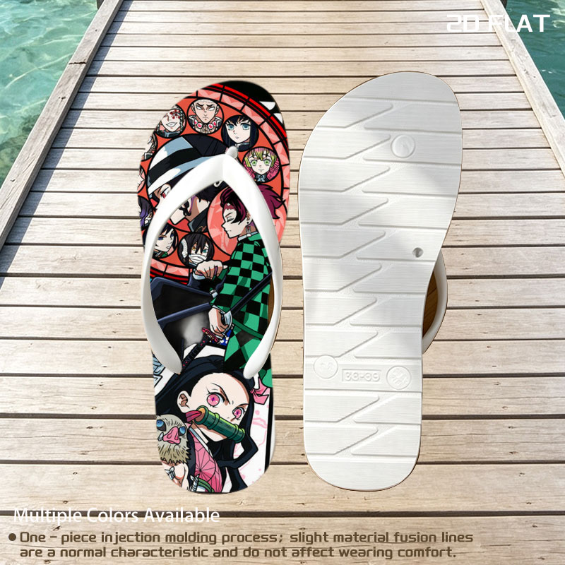 Demon Slayer: Tanjiro, Nezuko, Zenitsu, Inosuke, and Hashira in Action -  flip-flops