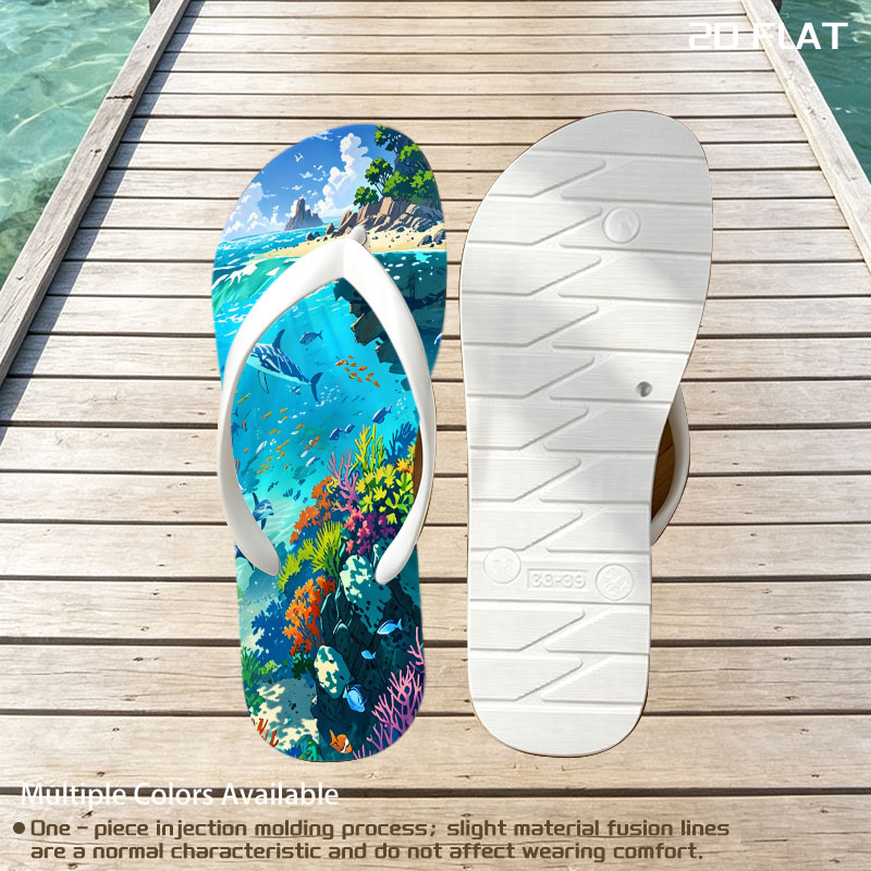 Vibrant Coral Reef with Dolphins and Tropical Fish -  flip-flops