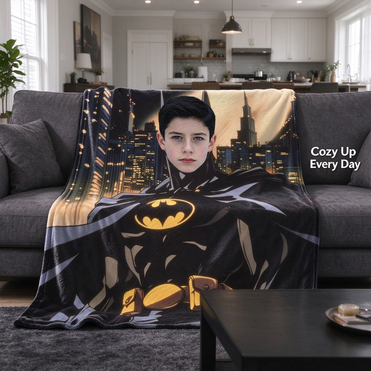 Custom Face Superhero Fleece Blanket Personalized Photo Throw Ultra Soft Warm Flannel Ideal Gift for Kids and Adults