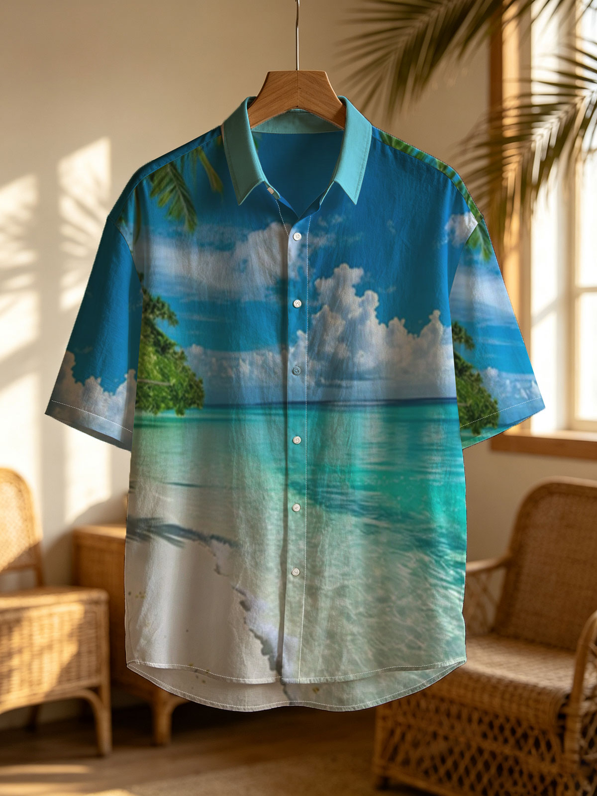 Tropical Beach with Crystal Clear Water and Palm Trees -  Shirt