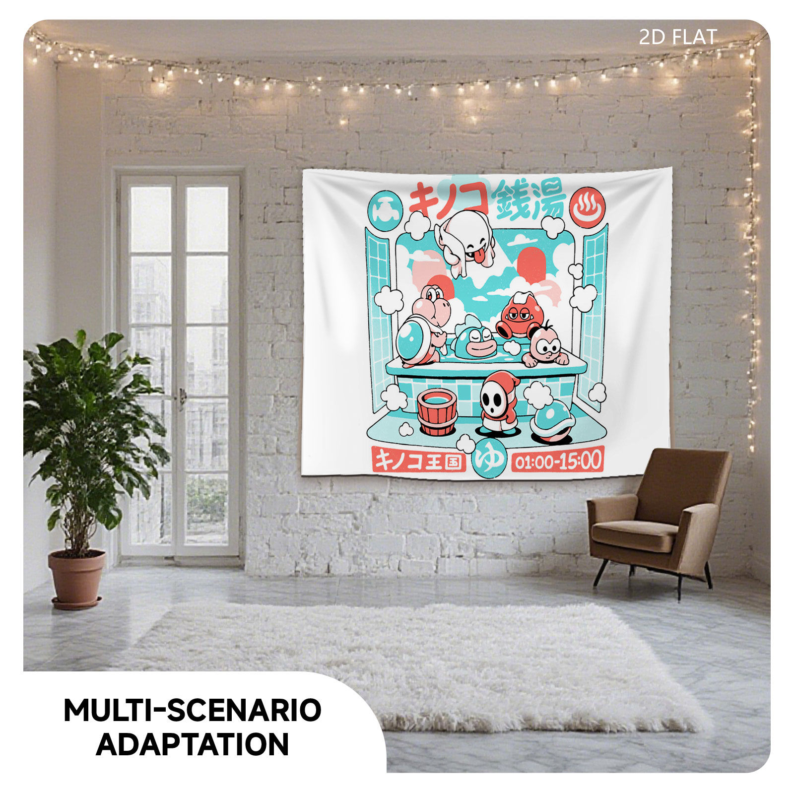 Toad Spa: Mario Characters Relax in Hot Spring, 1:00-15:00 - Tapestry