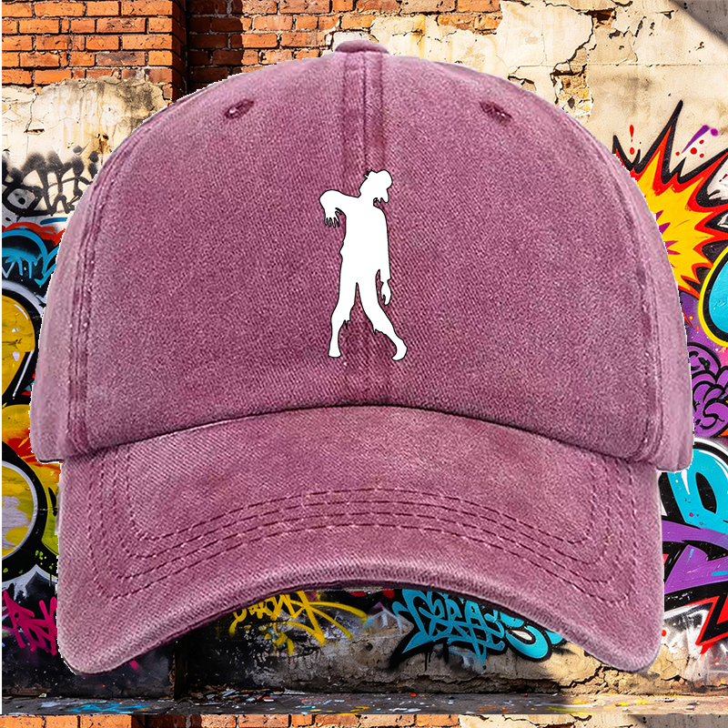 Men's Printed Washed Cotton Cap with Silhouette Design - Casual Round Brim Summer Lightweight Hat for Outdoor Activities, Urban Streetwear, and Daily Wear - Ideal for Adults Seeking Fashionable and Comfortable Headwear