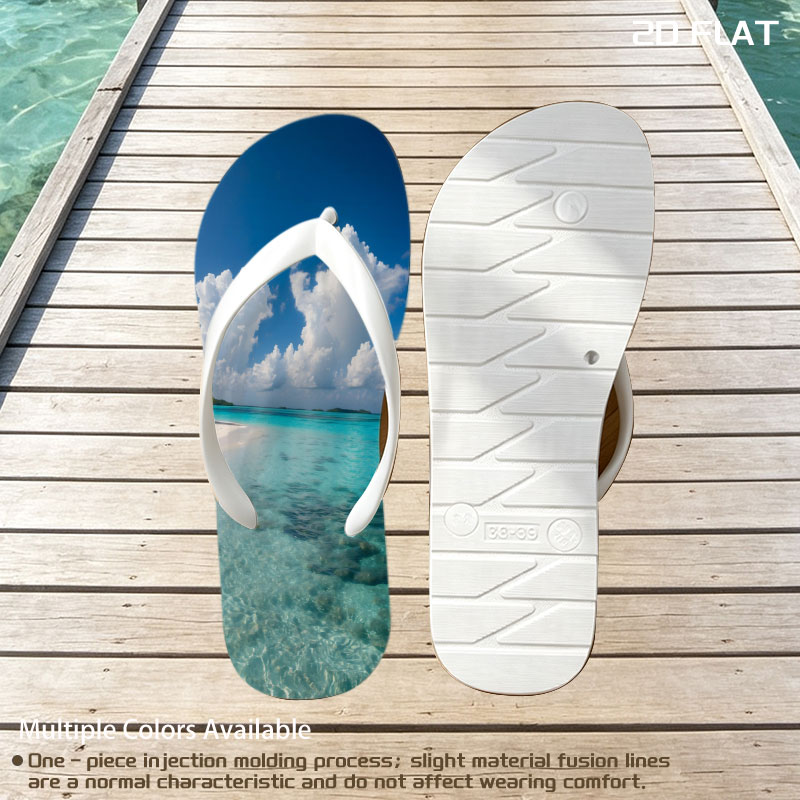 Crystal Clear Waters and White Sand Beach Under Blue Sky -  flip-flops