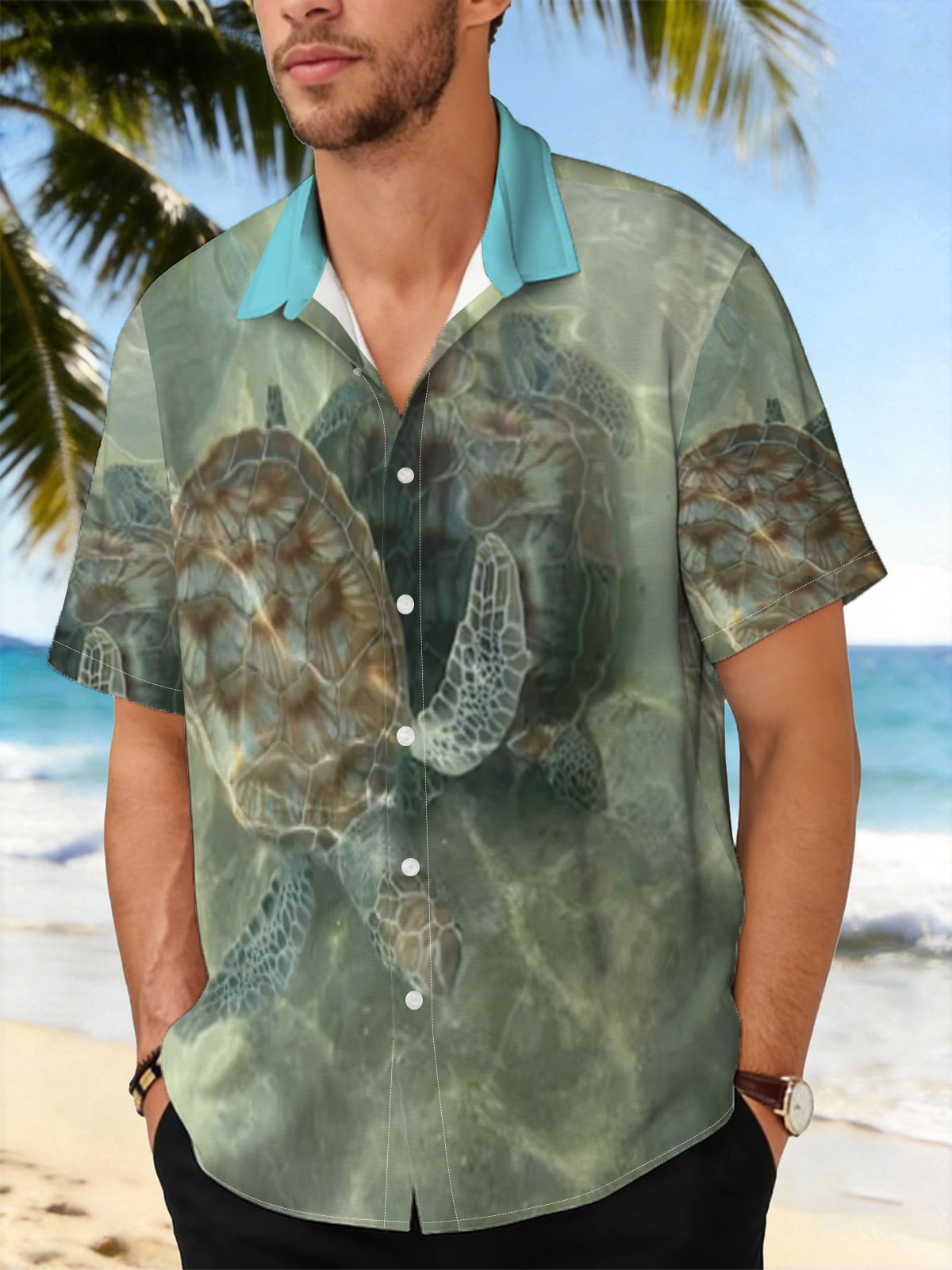Sea turtles swimming in clear water -  Shirt
