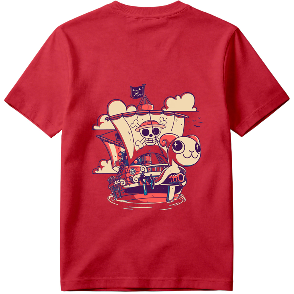 Pirate Ship with Cat and Skull Captain - Tee