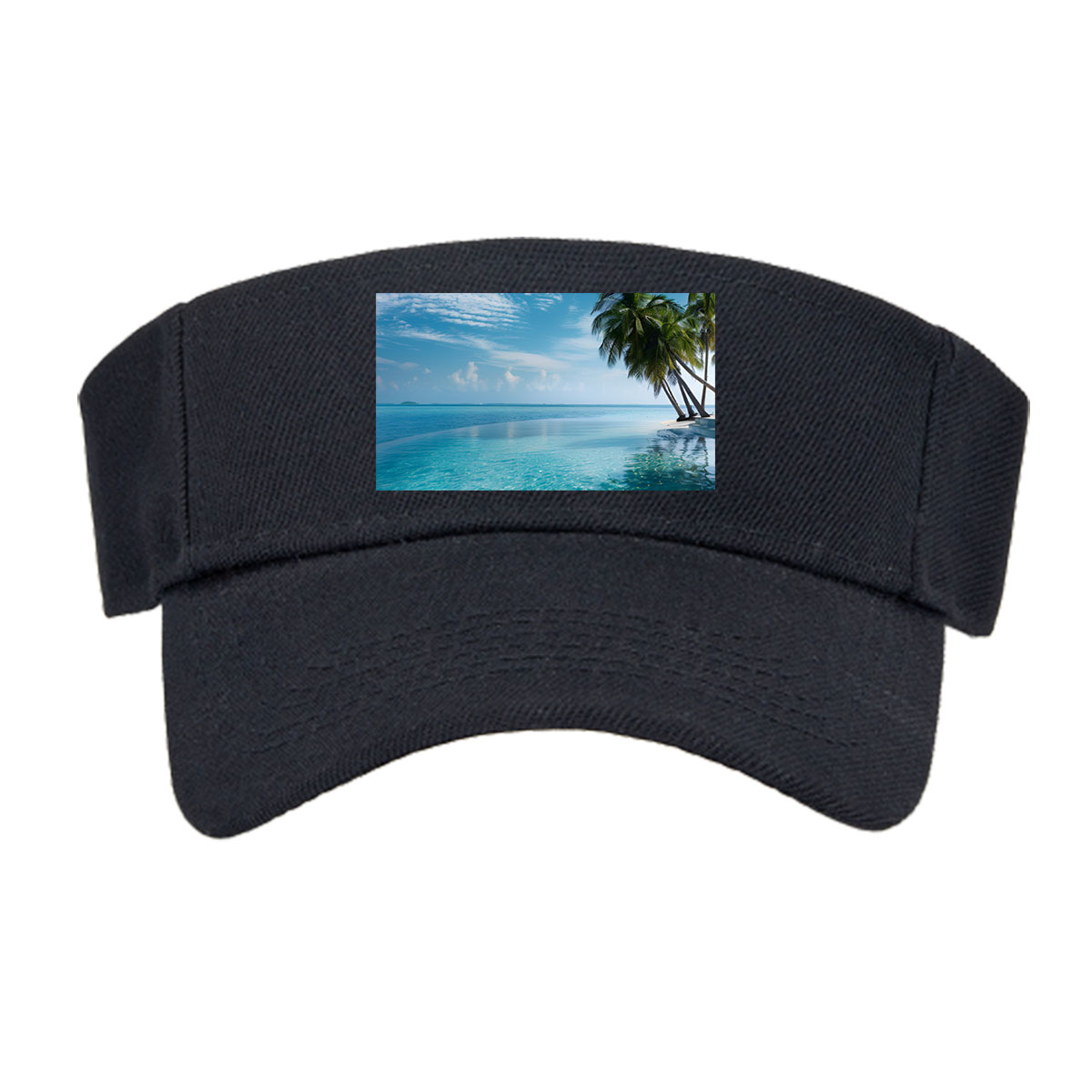 Infinite Pool Meets Azure Sea Under Palm Trees -  Visor cap