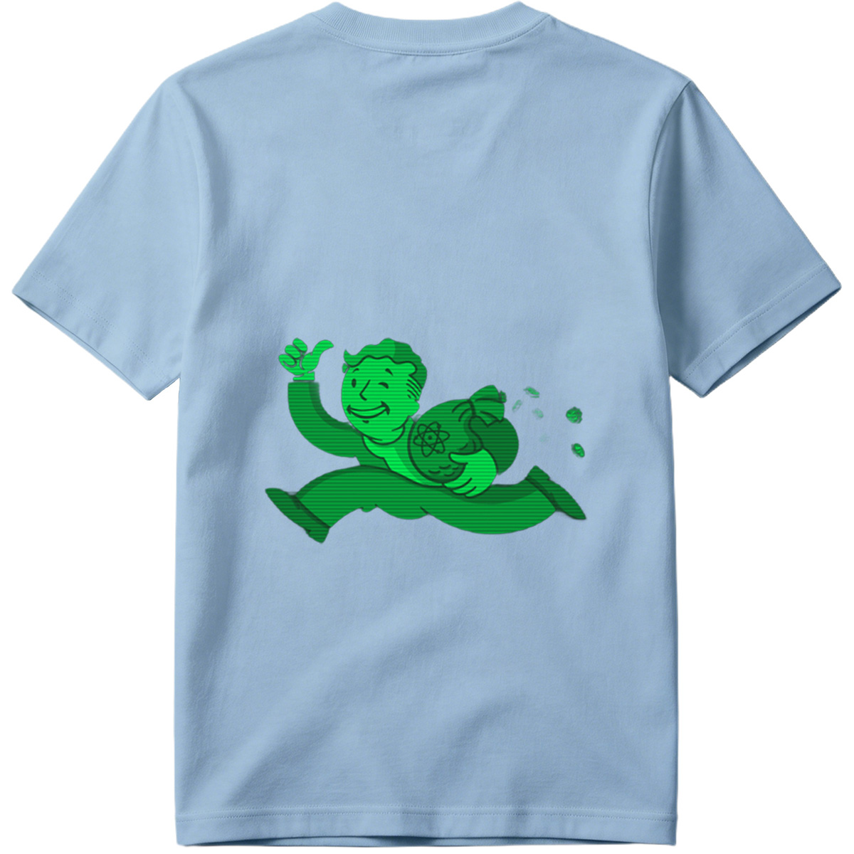Vault Boy from Fallout Running with a Bag of Atoms - Tee