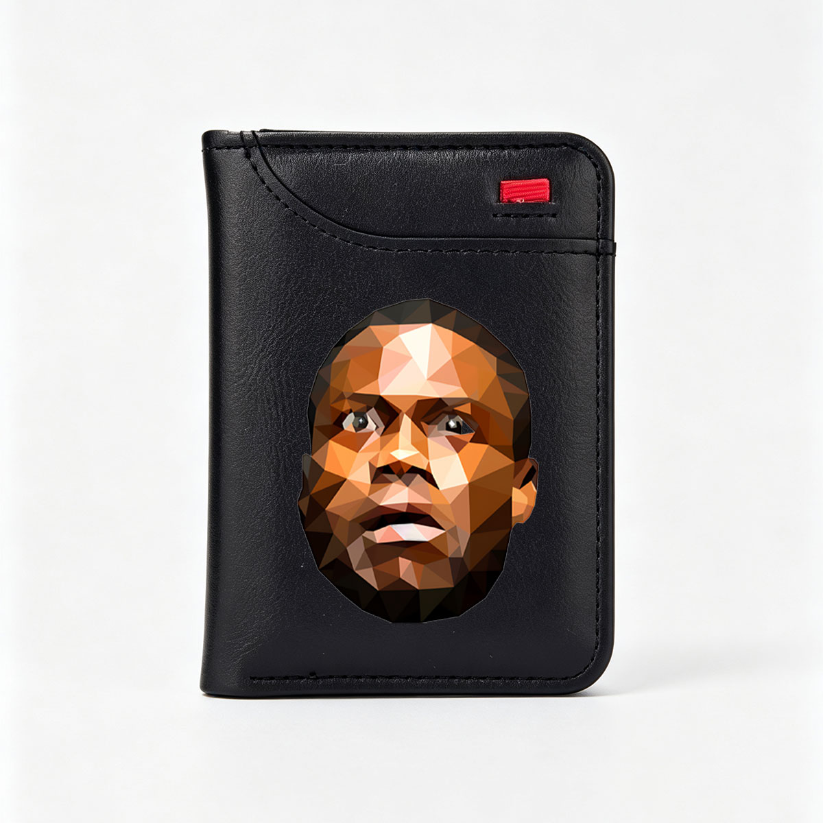 Low-Poly Portrait of a Man with Expressive Features - Vertical Style Wallet
