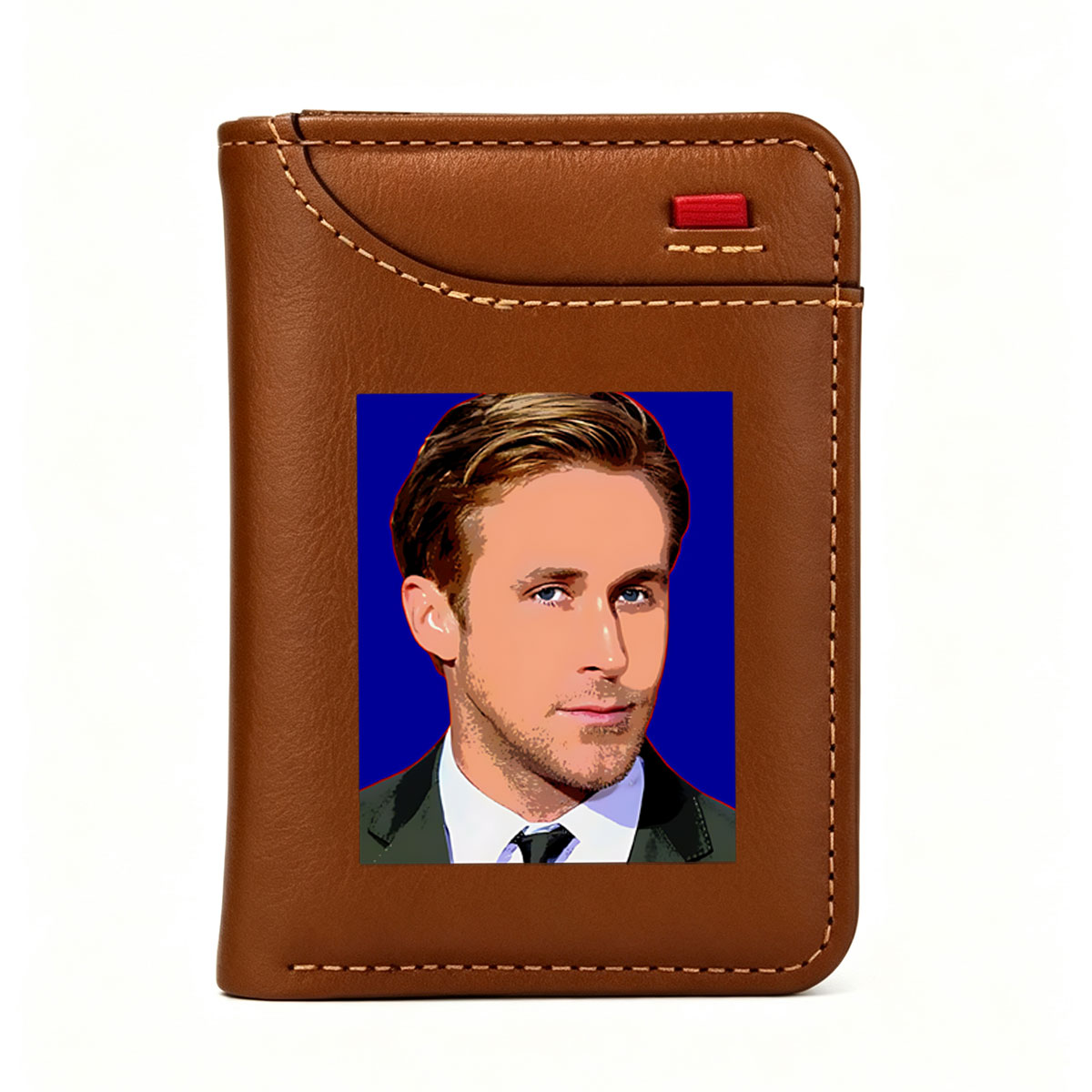Ryan Gosling in a formal suit against a blue background - Vertical Style Wallet