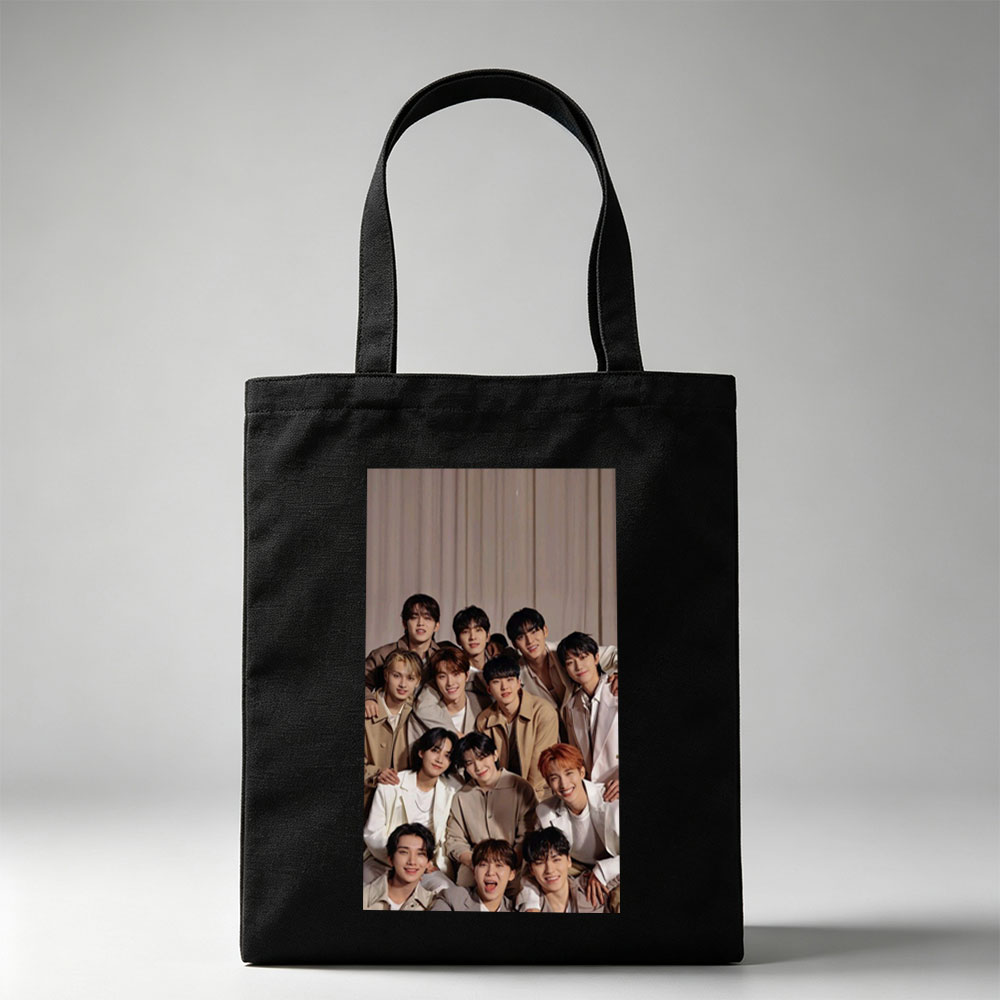 SEVENTEEN Group Photo in Coordinated Beige Outfits Posing Together for a Warm and Stylish Portrait - Canvas tote bags