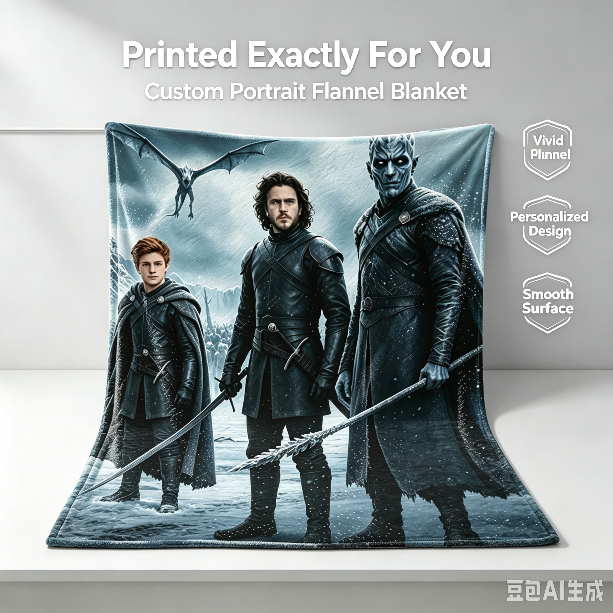 Custom Face Blanket Game of Thrones Characters Flannel Blanket for Couch, Bed, or Travel Perfect Gift for Fans and Collectors