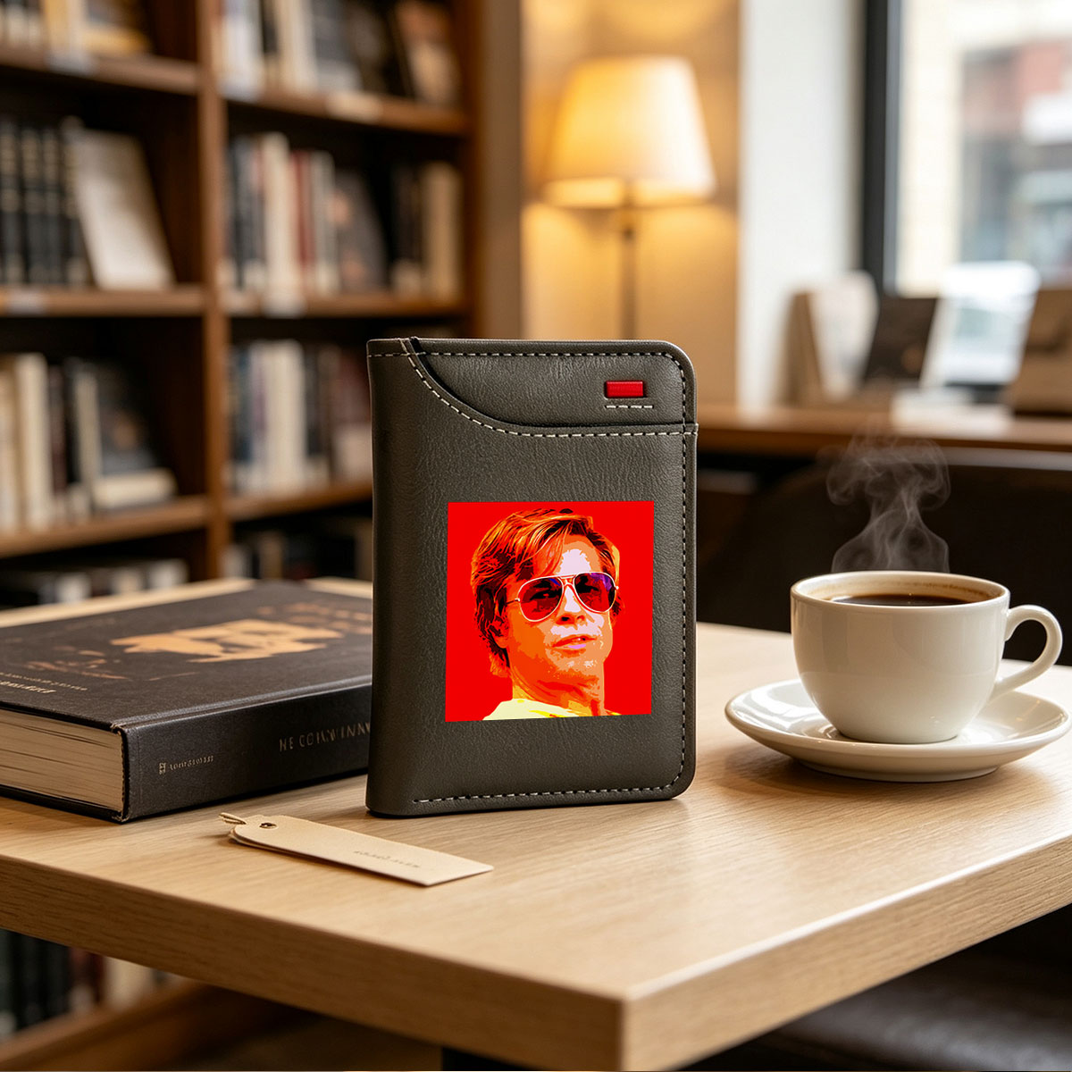 Brad Pitt in Aviator Sunglasses, Pop Art Style - Vertical Style Wallet