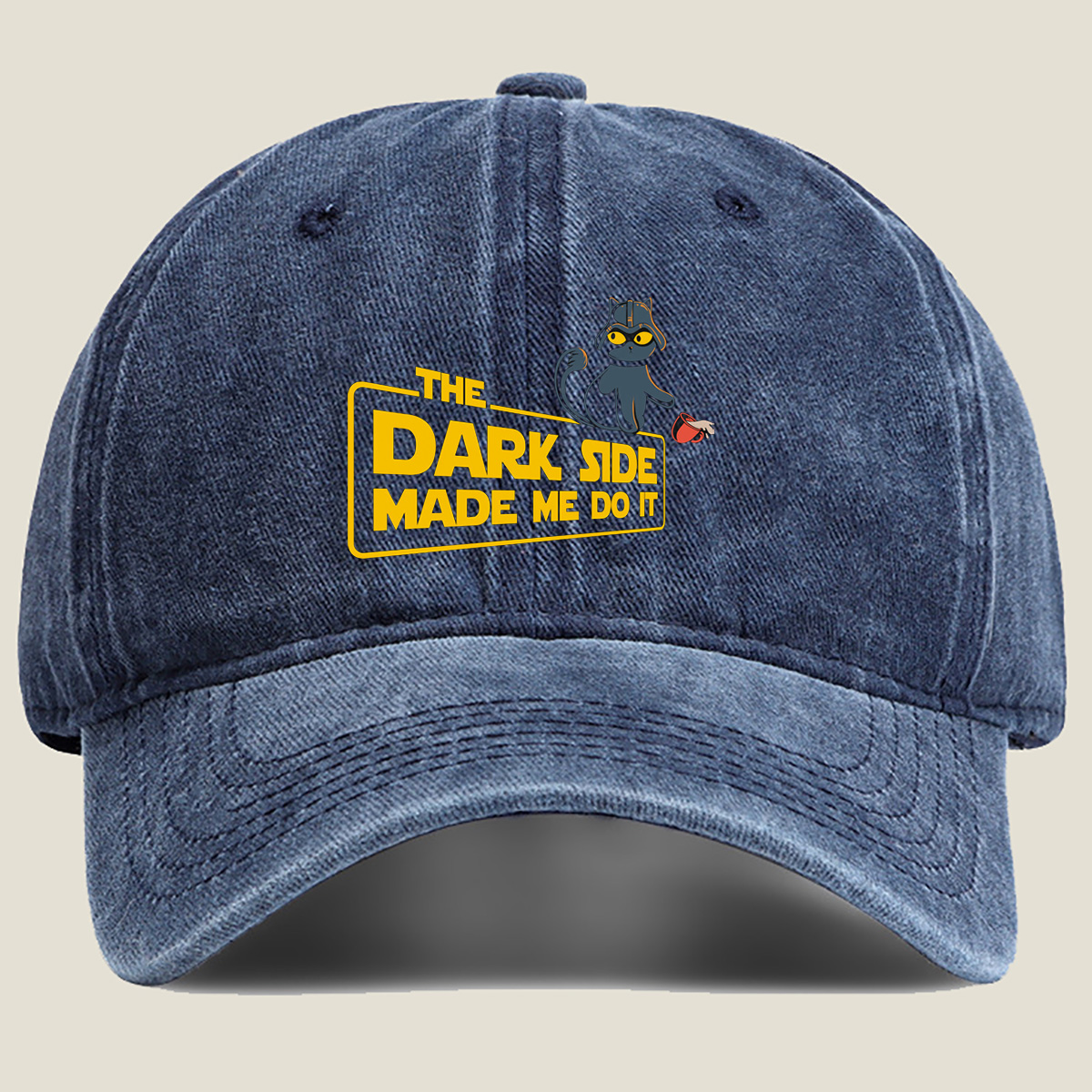 Star Wars - The Dark Side Made Me Do It Cat - Washed Denim - Baseball Cap