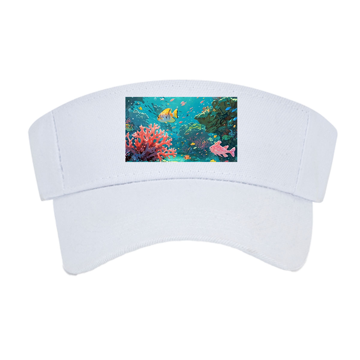 Vibrant Coral Reef with Colorful Fish and Sunlight Rays -  Visor cap