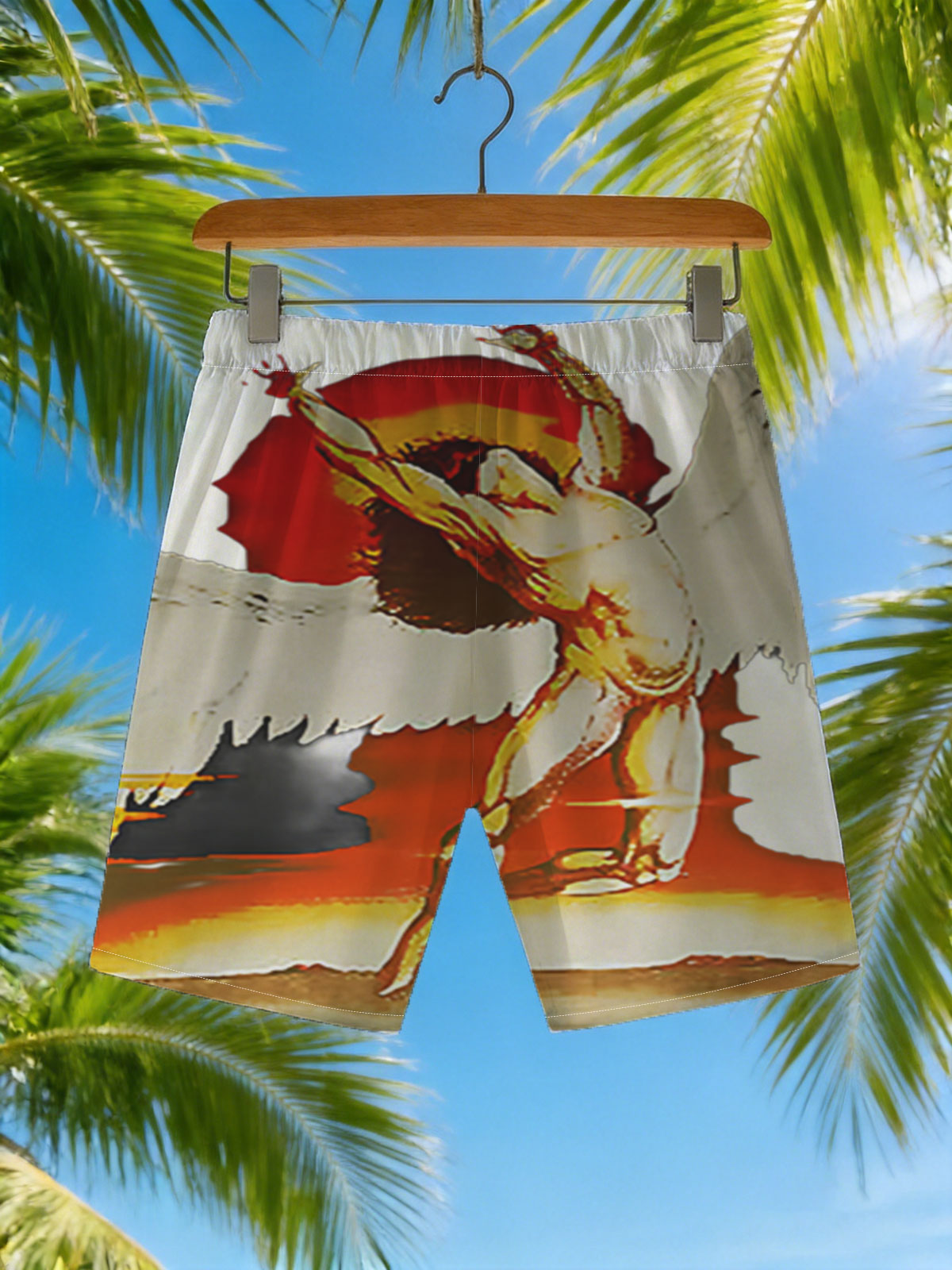 Fallen Angel in Fiery Descent -  Beach shorts