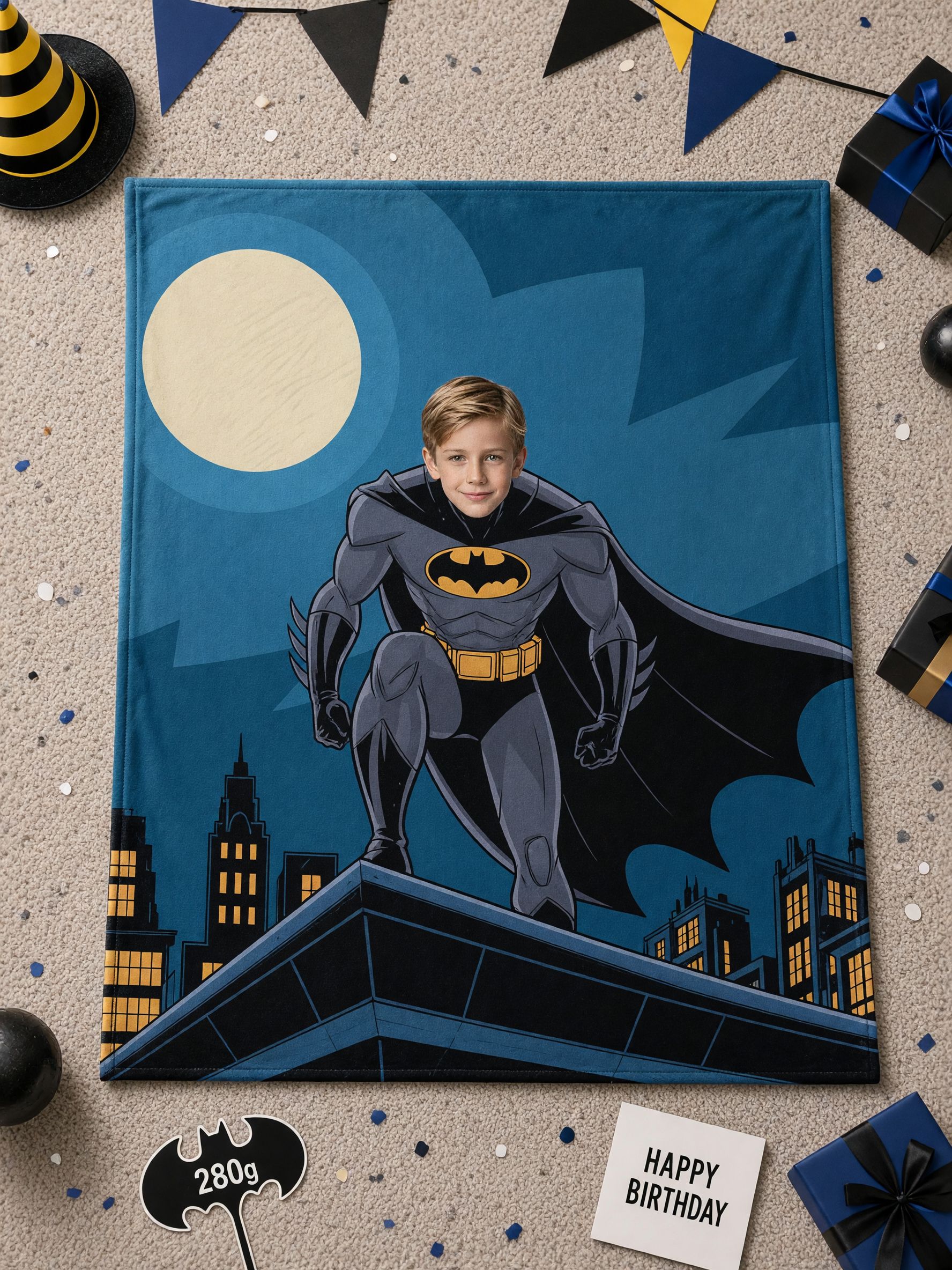 Custom Photo Face Superhero Blanket, Soft Flannel Fleece Throw, Ideal Personalized Gift for Kids and Superhero Fans