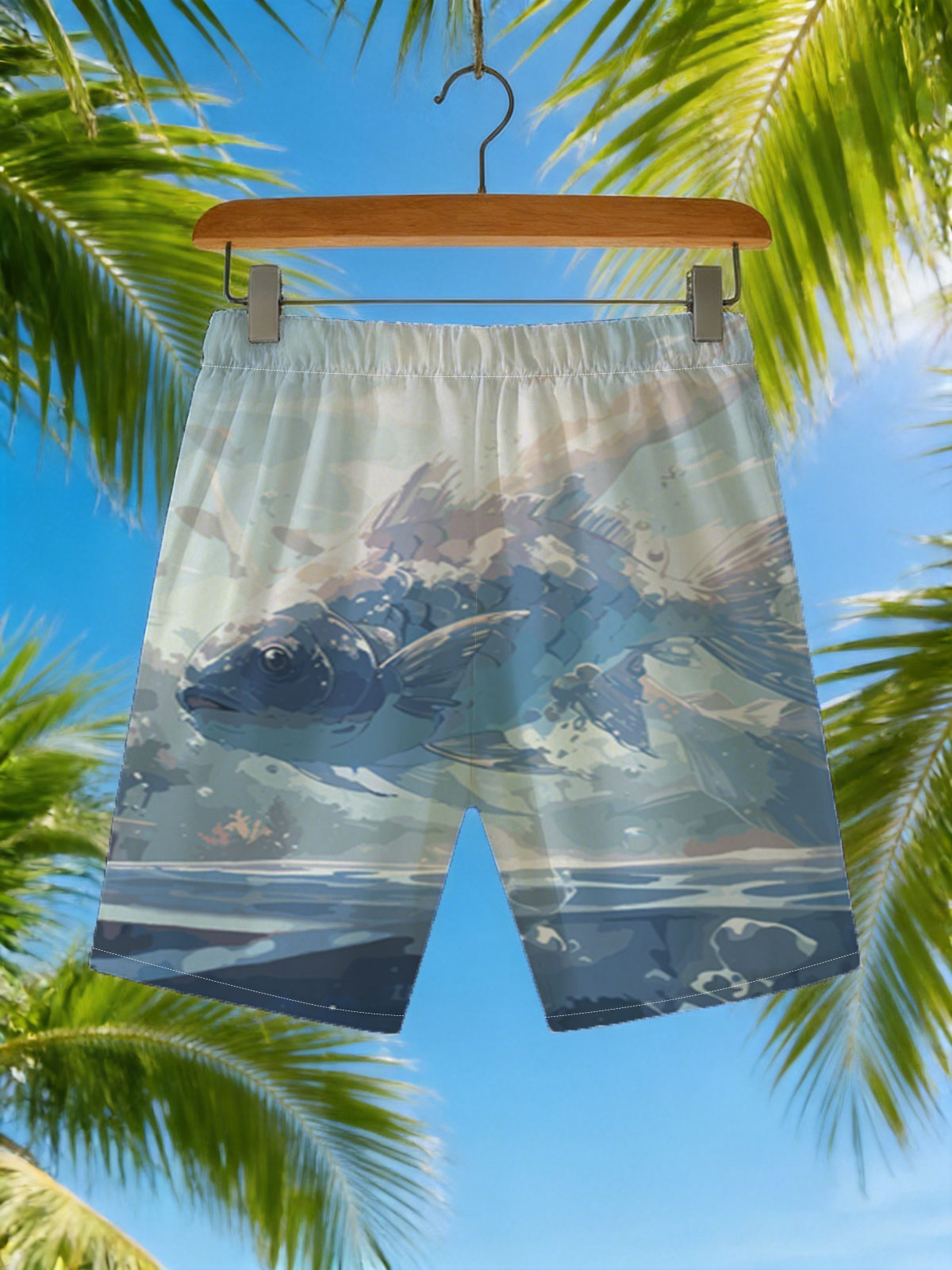 Mystic Fish Leaping Through Sunlit Waters -  Beach shorts