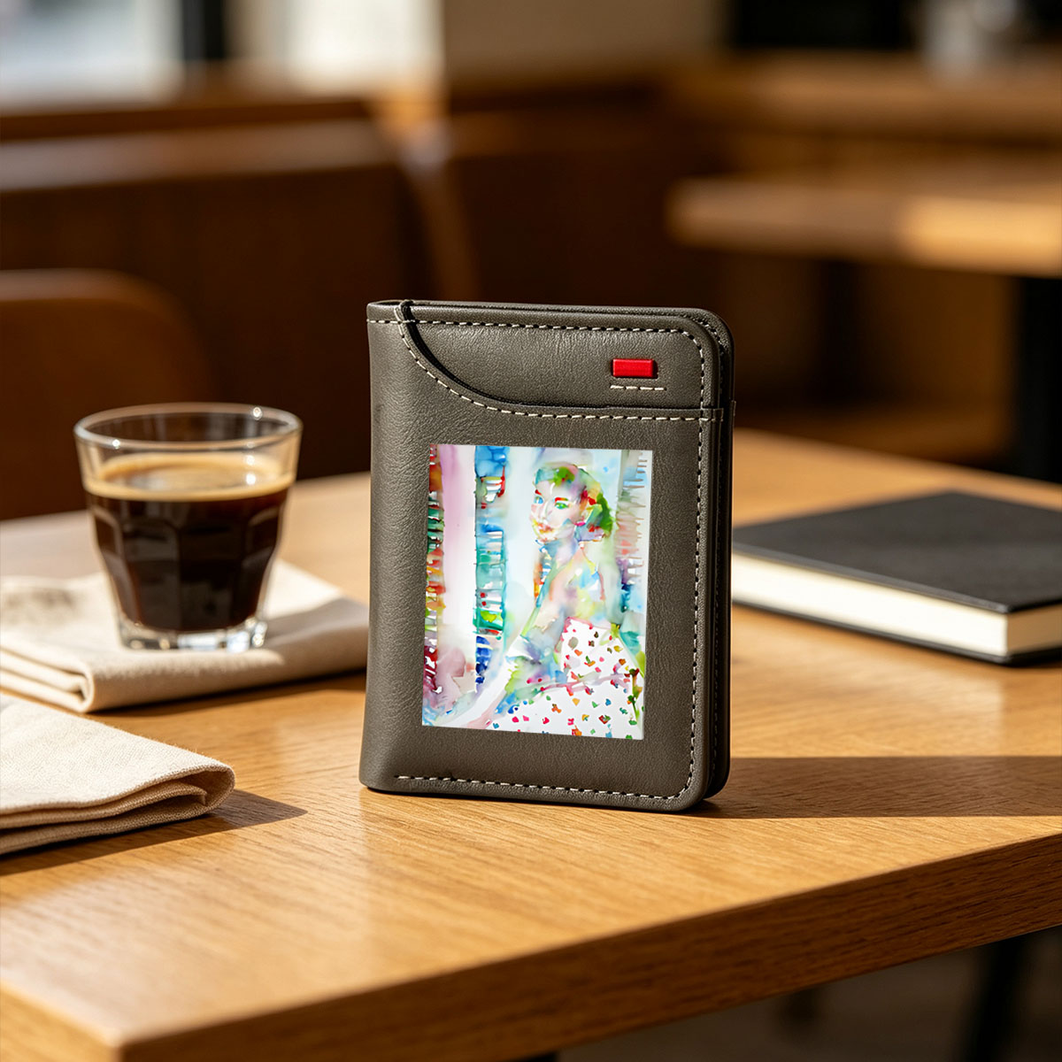 Watercolor Portrait of a Woman in a Colorful Dress - Vertical Style Wallet