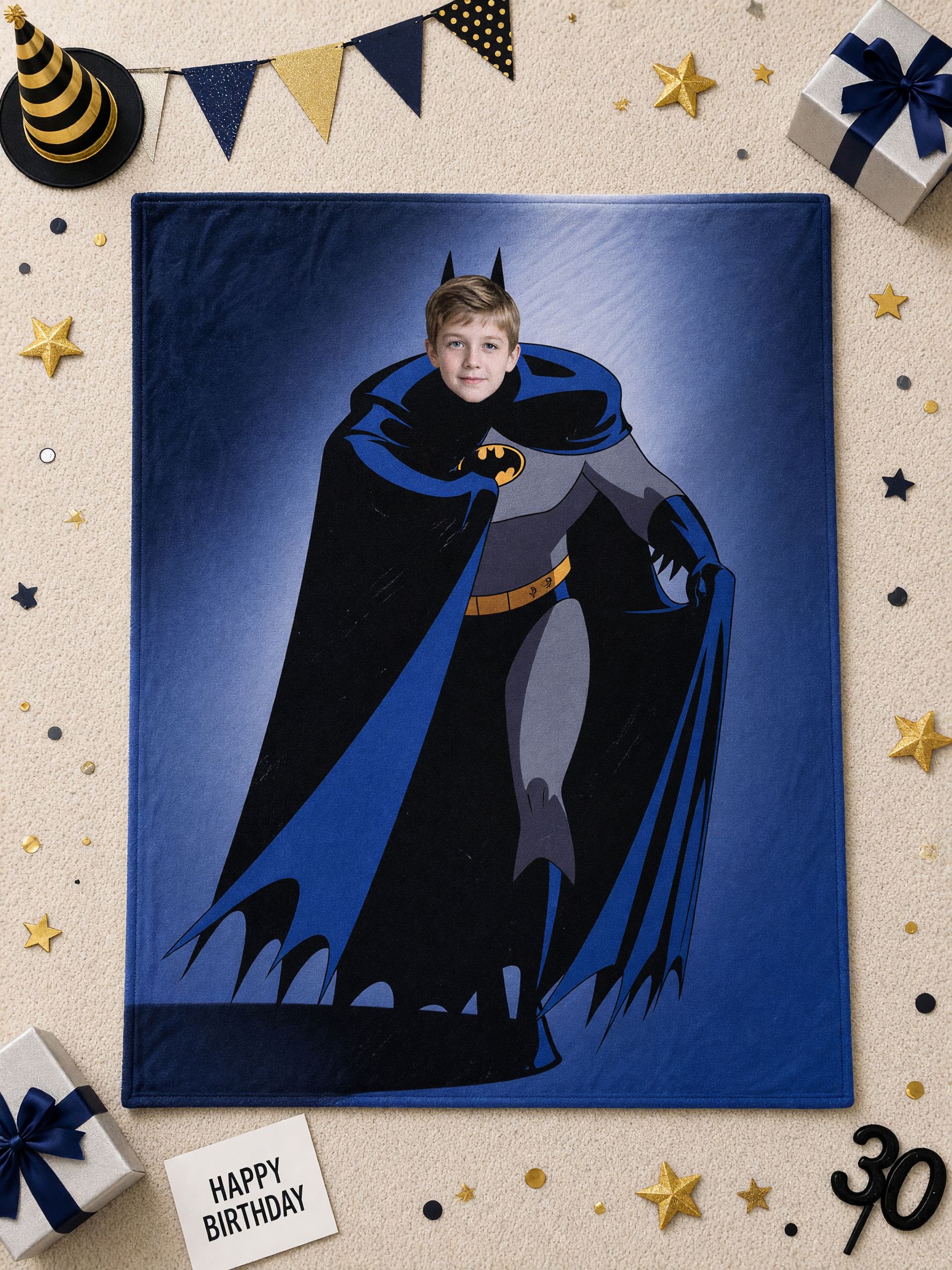 Personalized Superhero Face Photo Flannel Throw Blanket Custom Soft Fleece Bed Couch Quilt Unique Gift for Kids