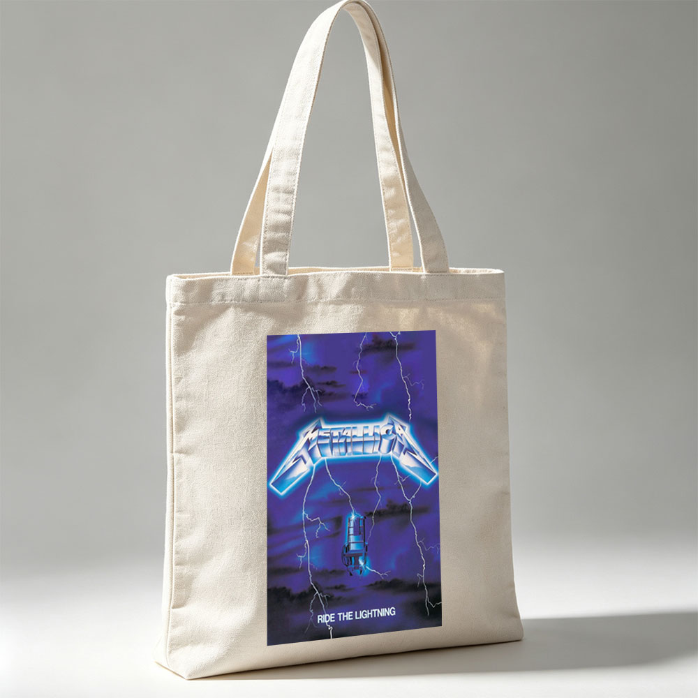 Metallica Electric Chair Lightning Storm Ride the Lightning Album Cover - Canvas tote bags